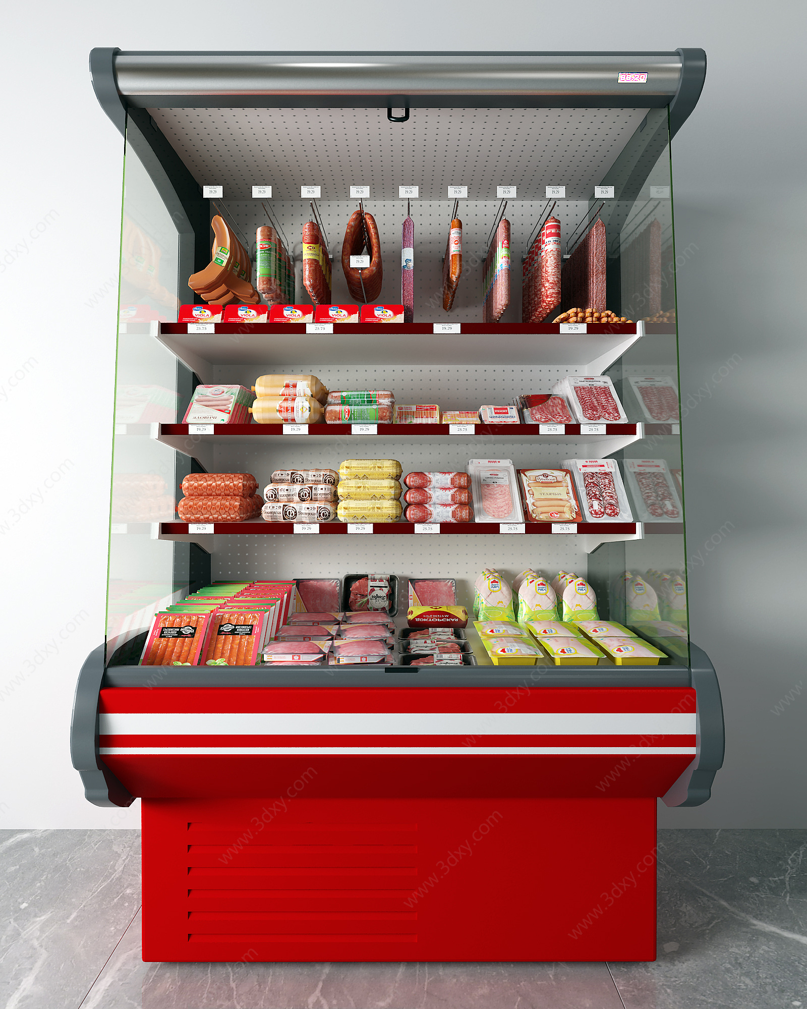 现代展柜货架冰柜火腿肠3D模型