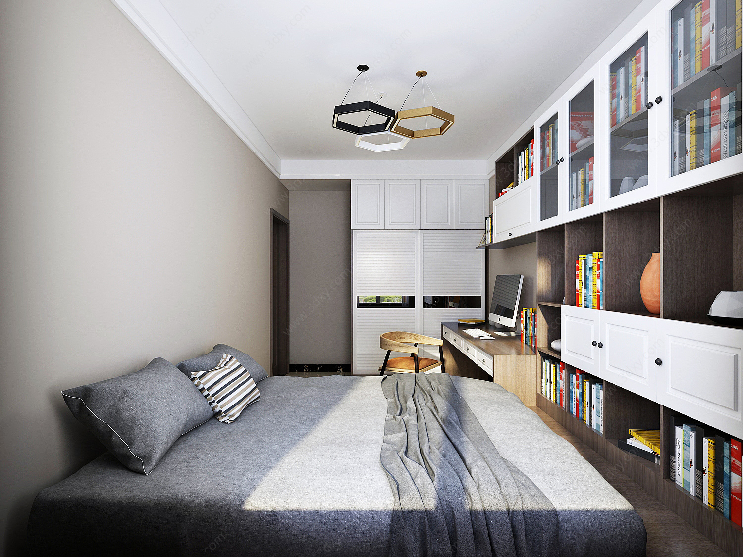 现代榻榻米卧室书房3D模型