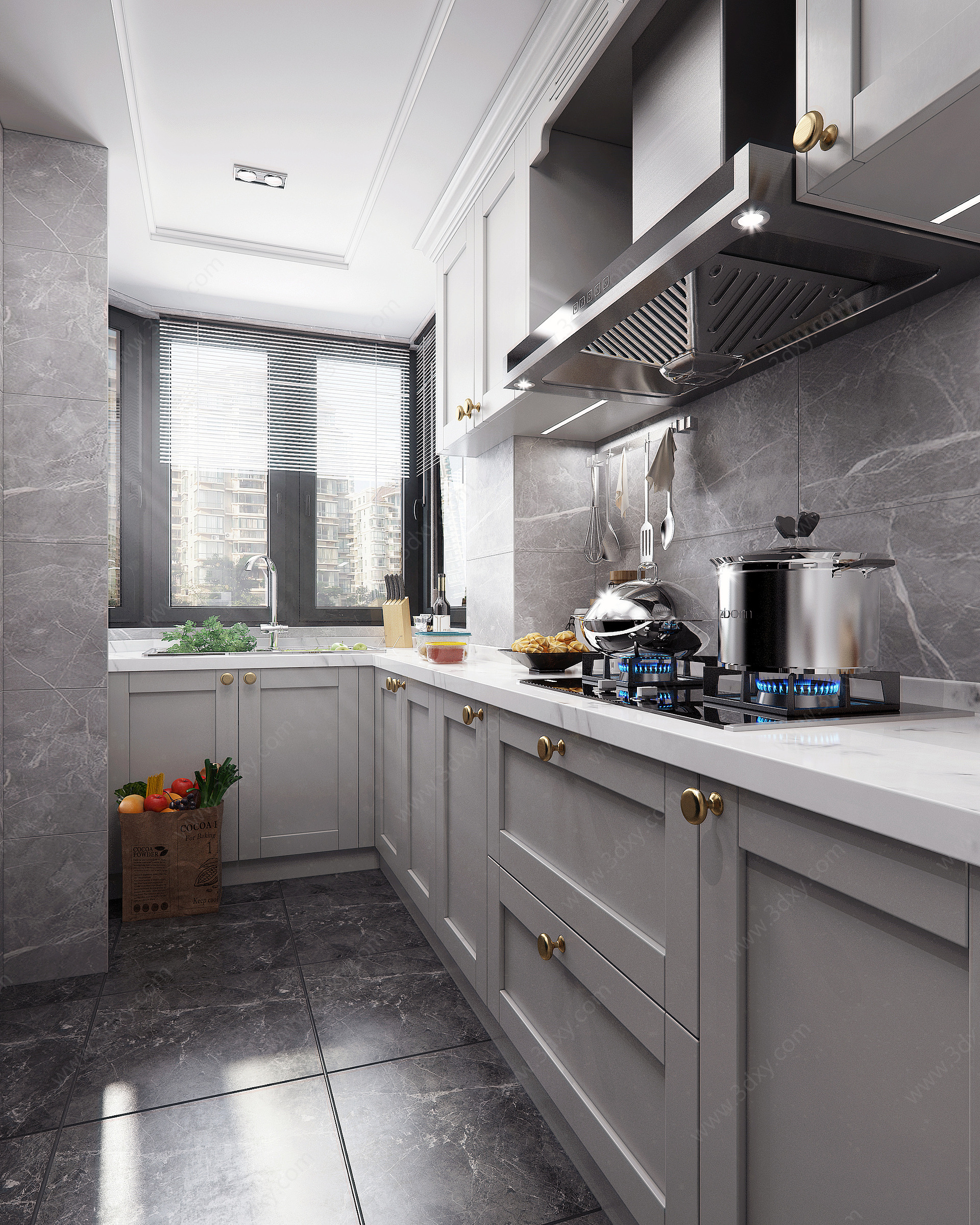 北欧厨房橱柜厨房3D模型