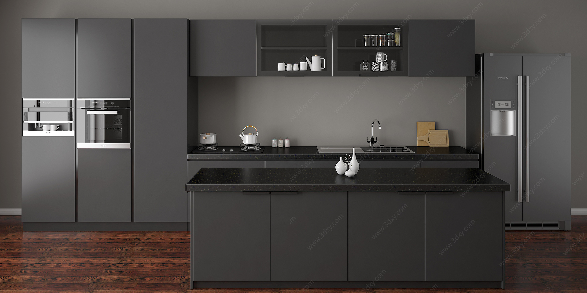 整体橱柜厨房餐具3D模型