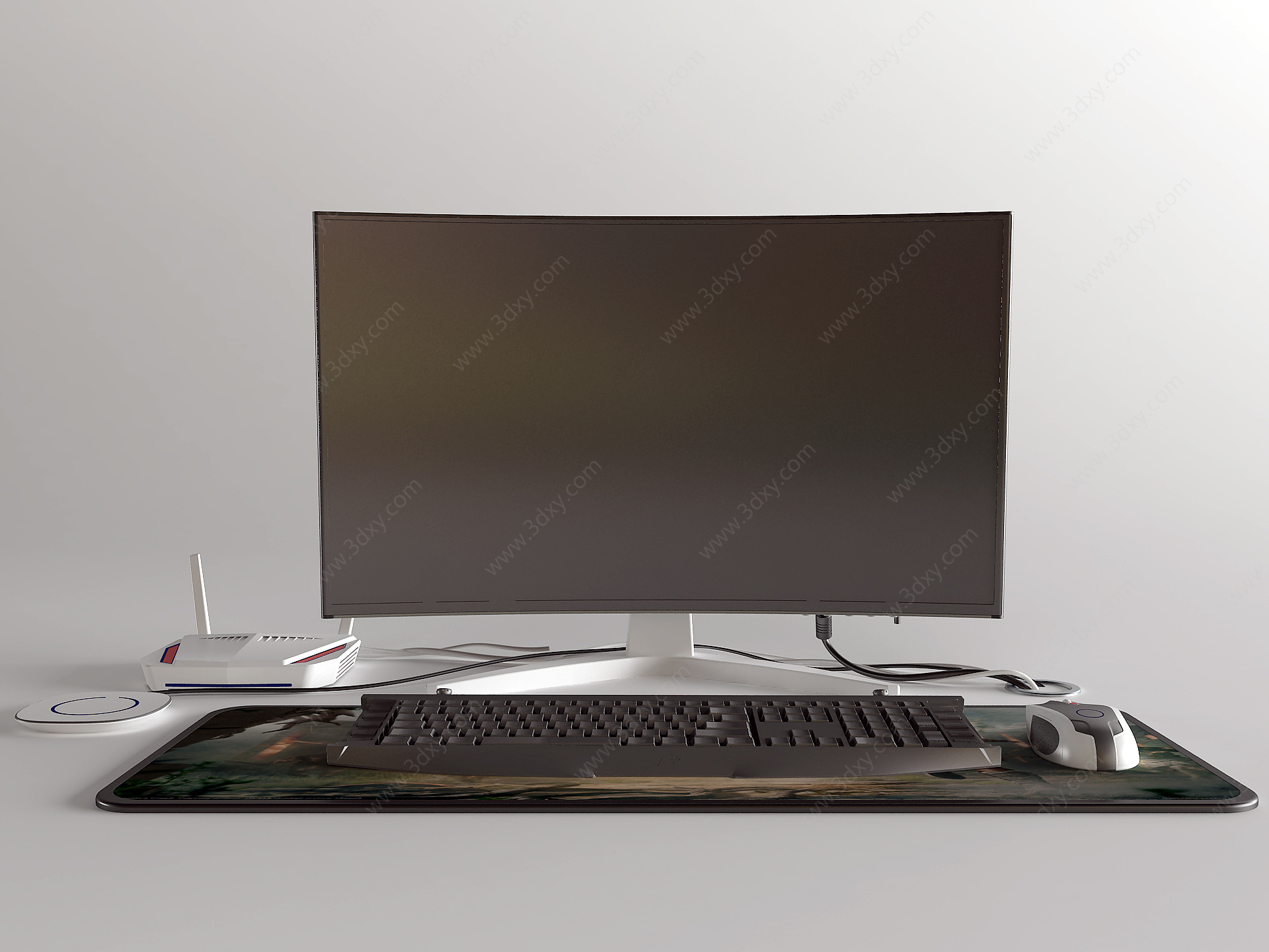 电脑路由器键盘3D模型