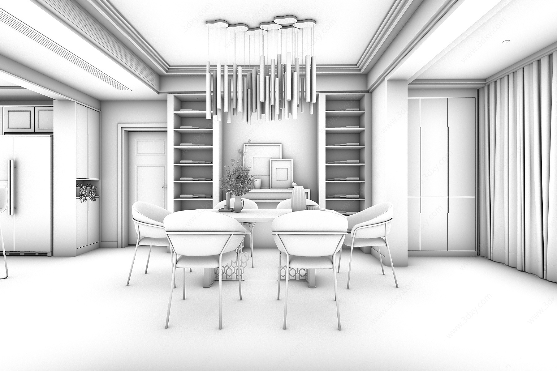 欧式简约餐厅3D模型