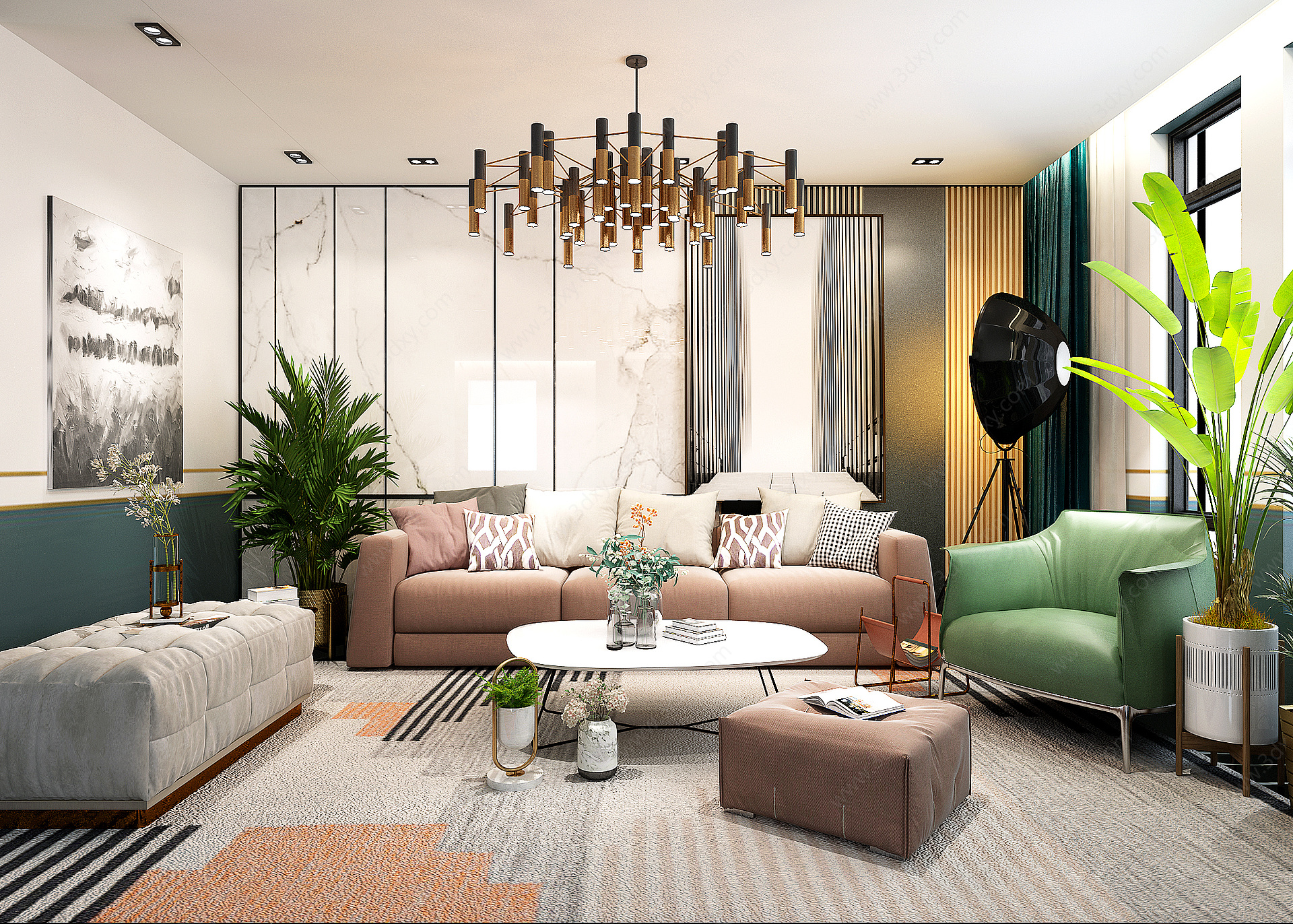 轻奢现代客厅沙发3D模型