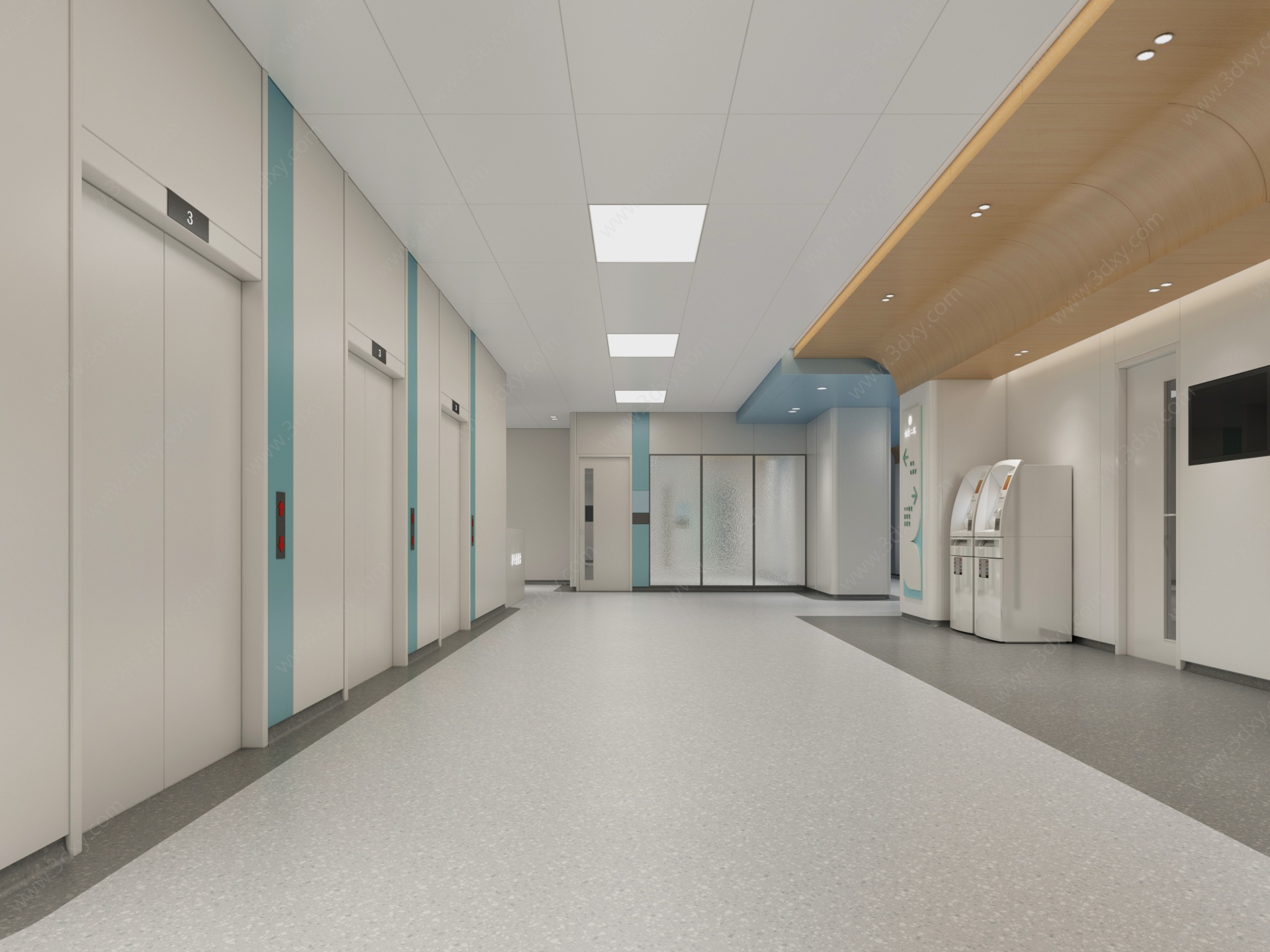 现代医院电梯厅3D模型3D模型