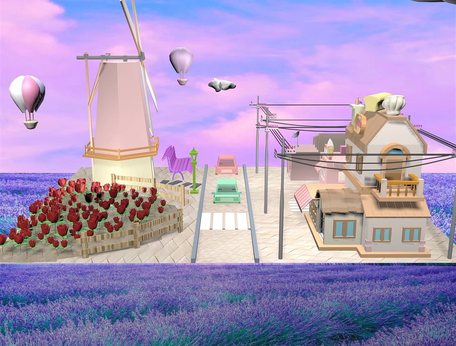 玫瑰小镇3D模型