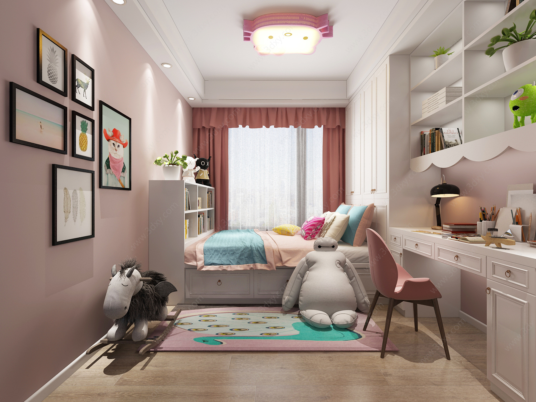 现代卧室女儿房3D模型