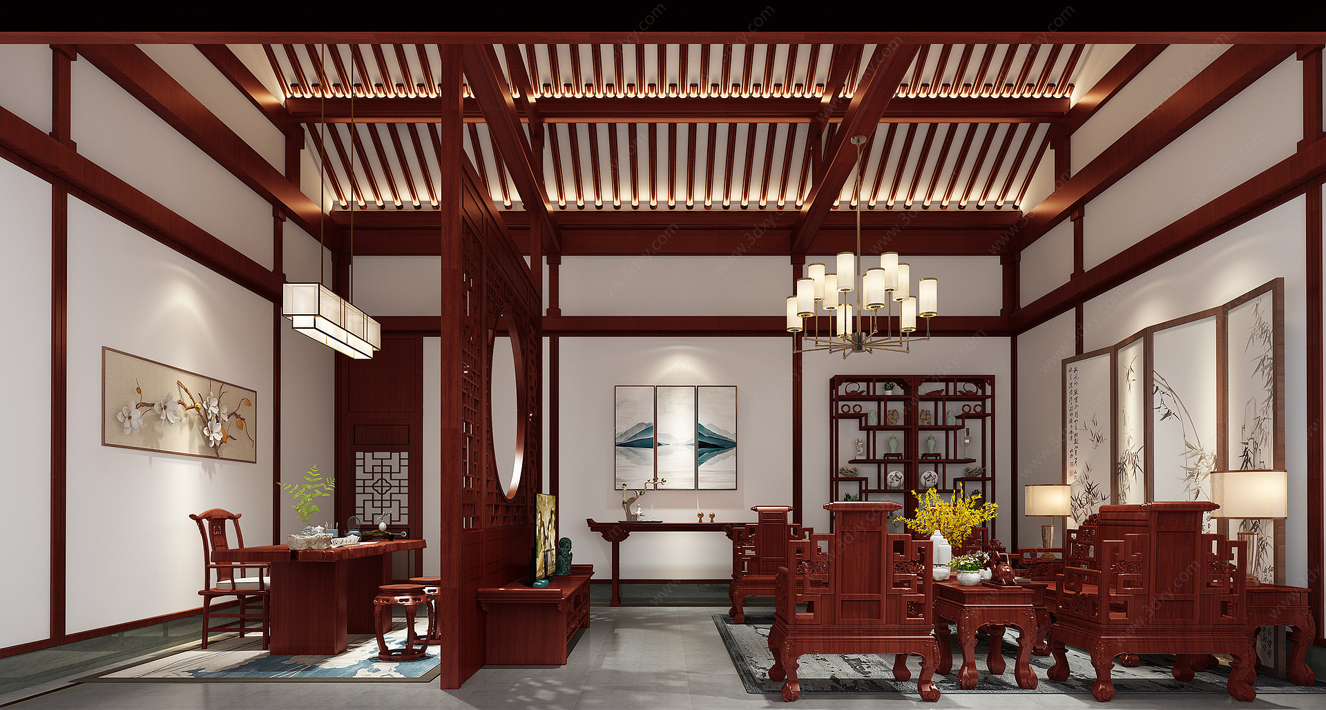 中式客厅3D模型
