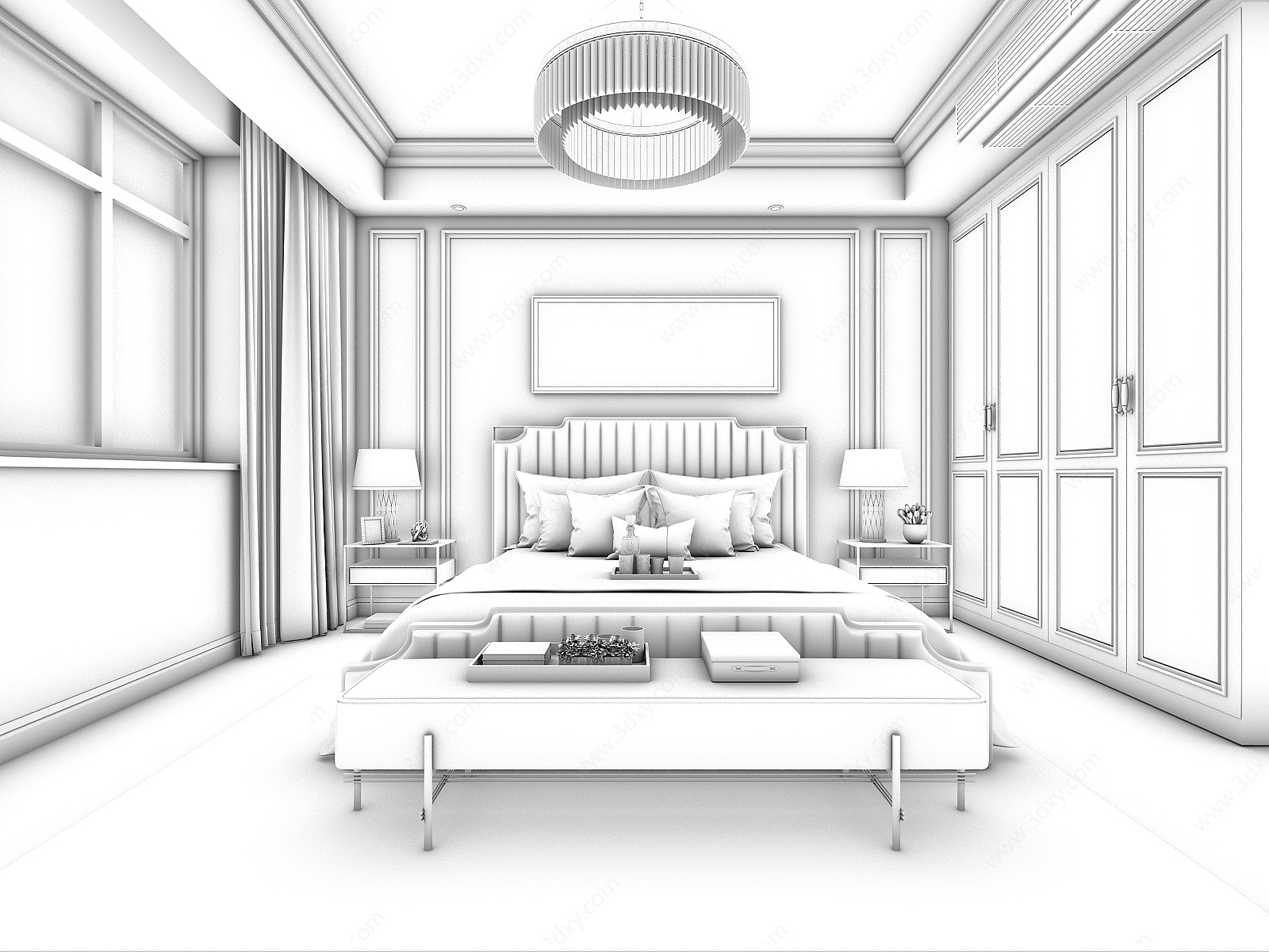 美式卧室3D模型
