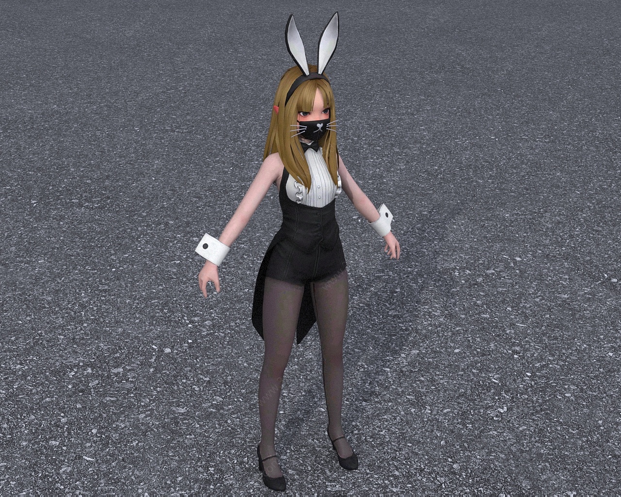 兔耳朵萝莉女角色3D模型