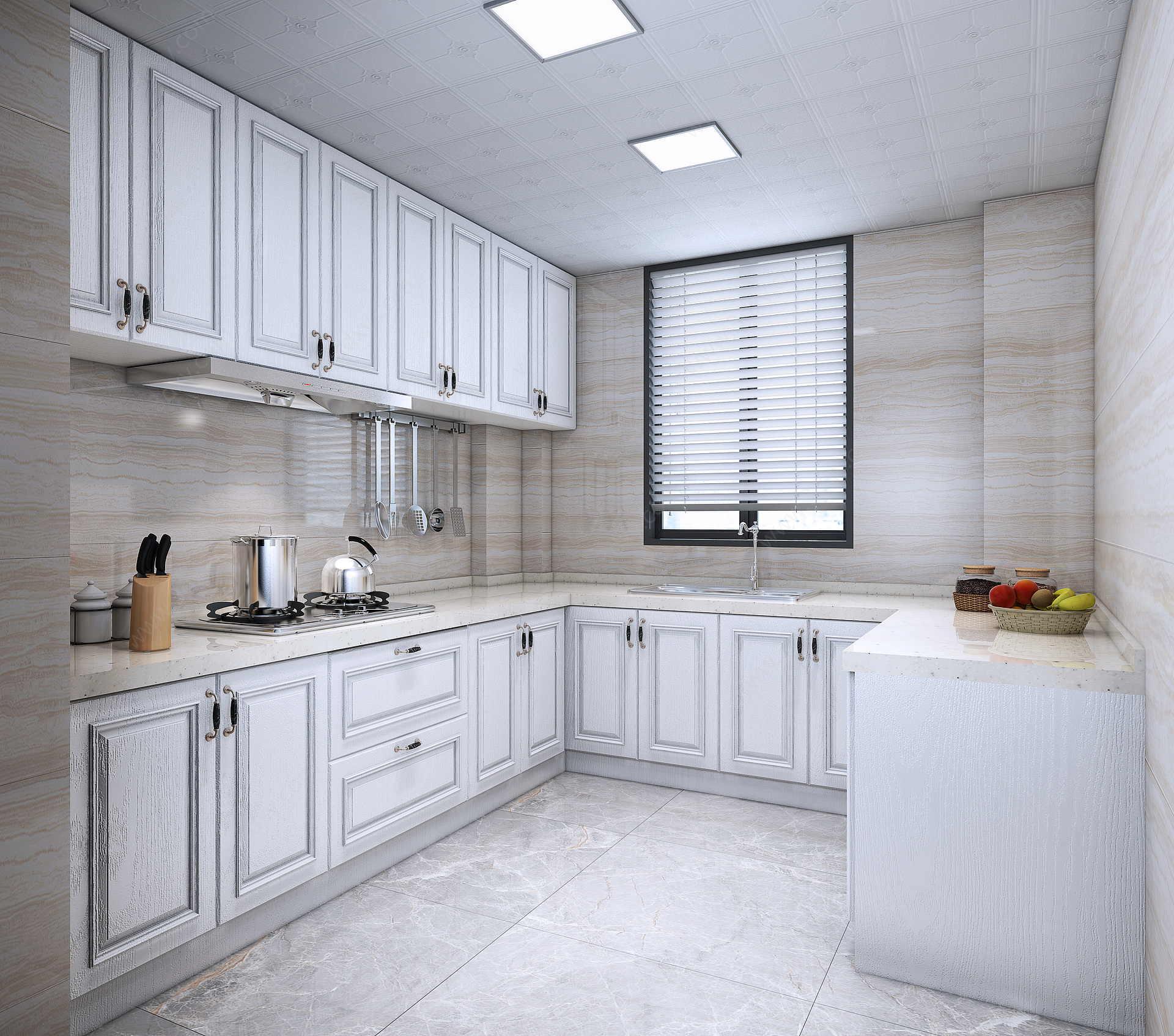 欧式简约厨房柜门橱柜3D模型