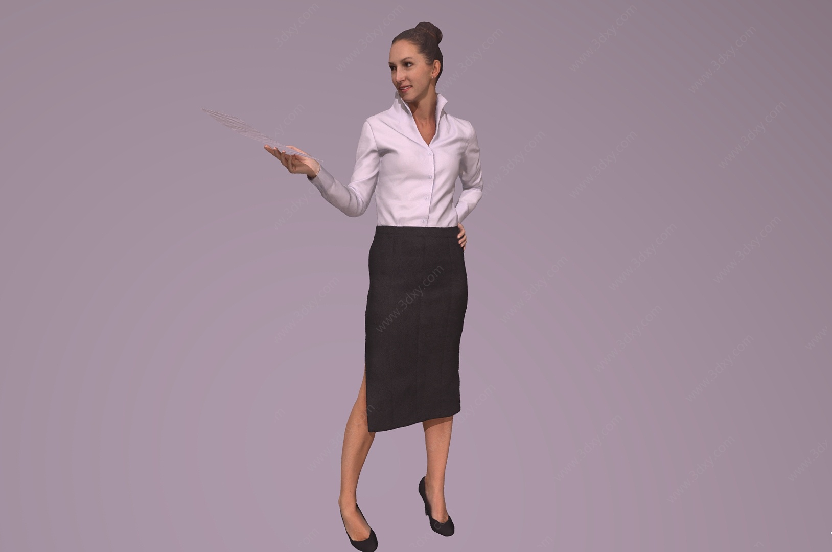 商务女士站姿女士3D模型