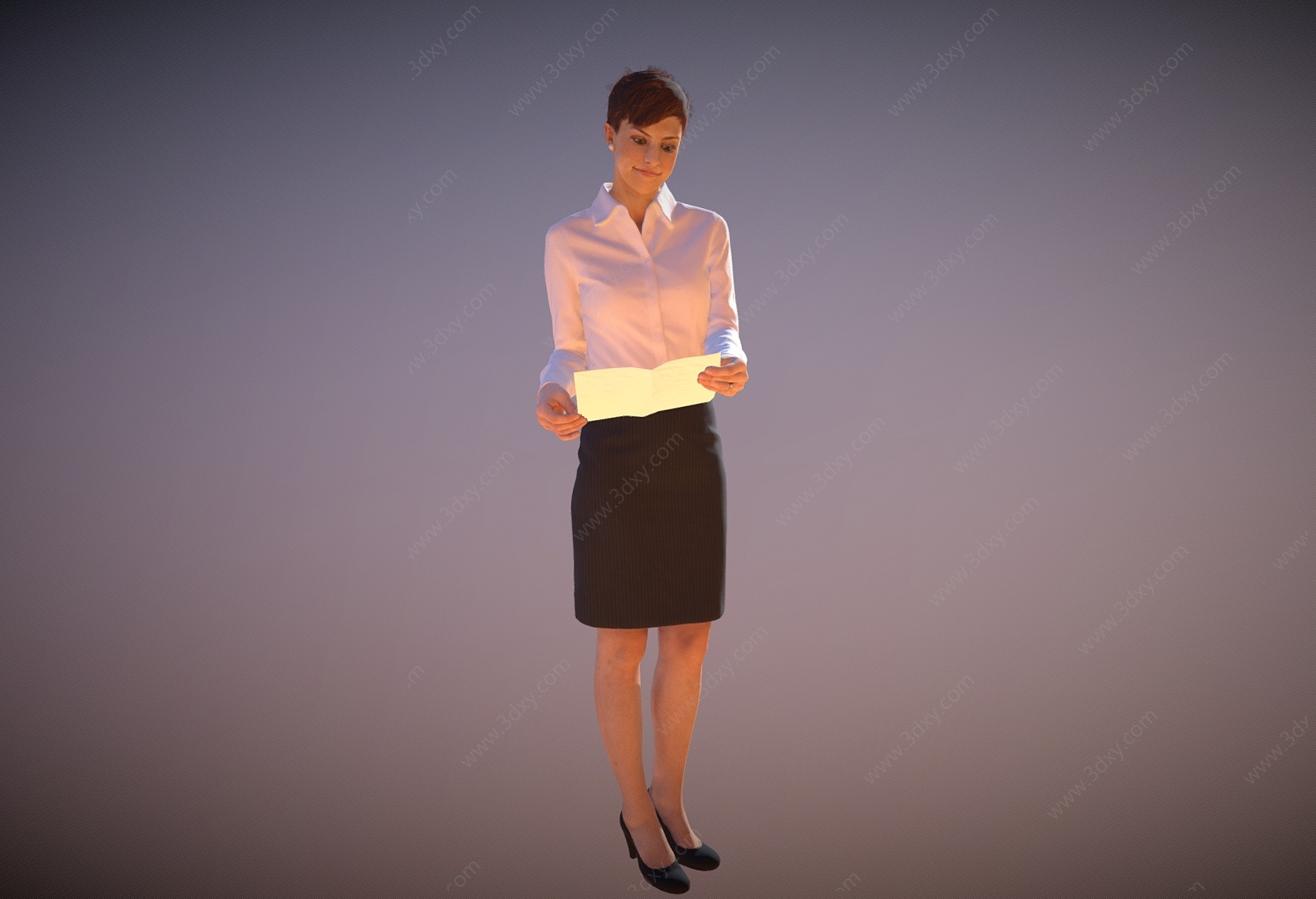 商务女士站姿女士3D模型