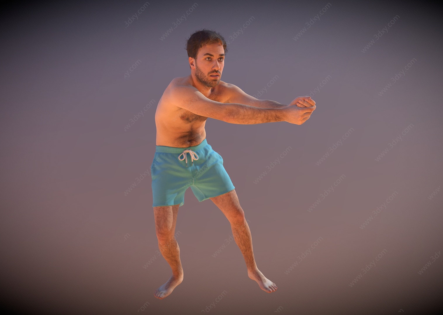 沙滩排球运动男人排球姿势3D模型