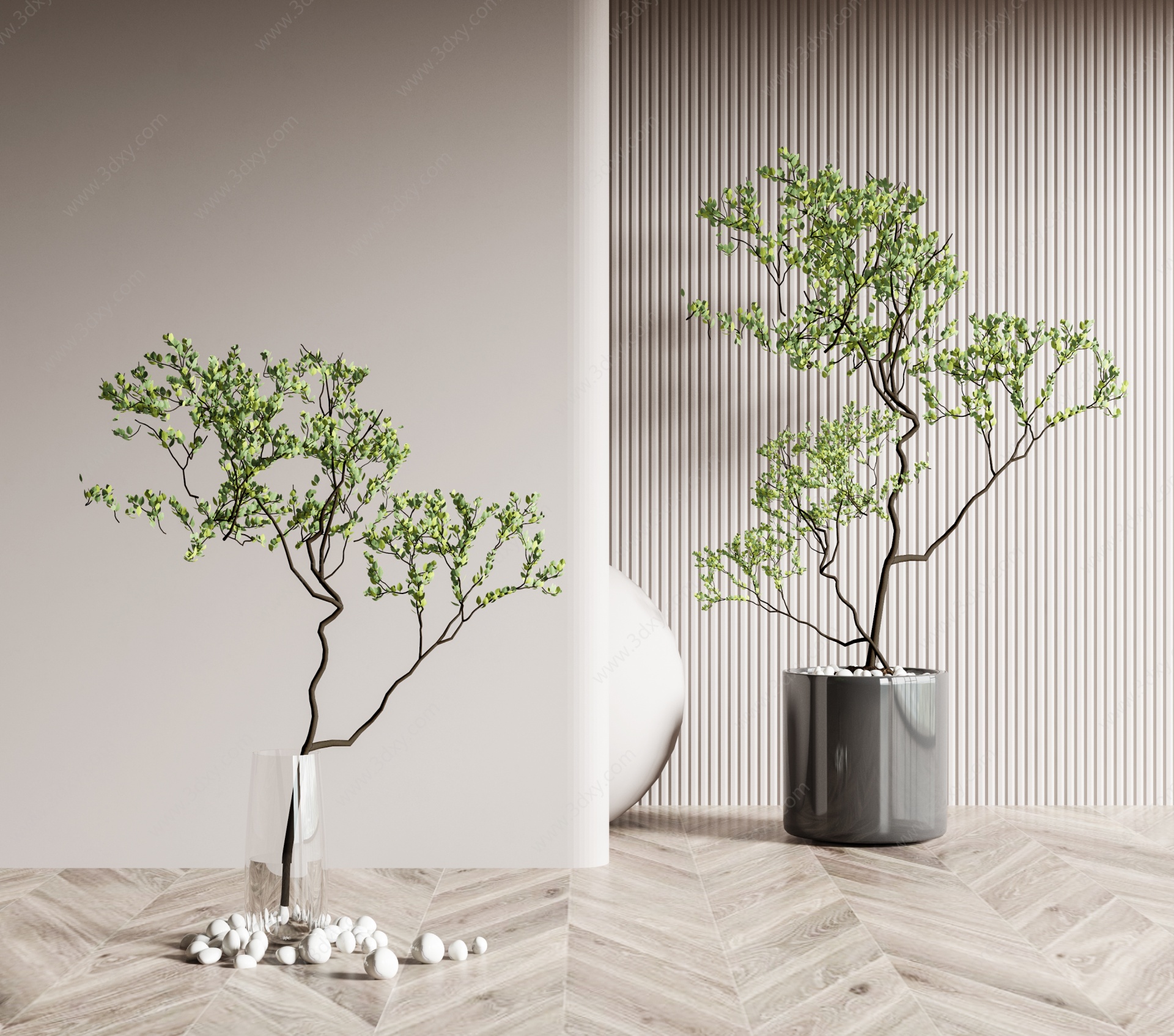 现代盆栽3D模型