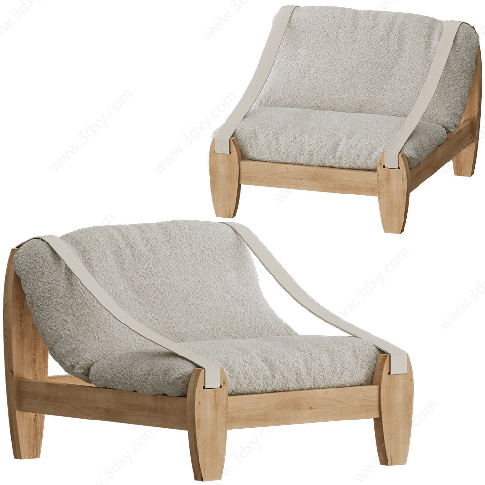 休闲单人沙发自然风格3D模型