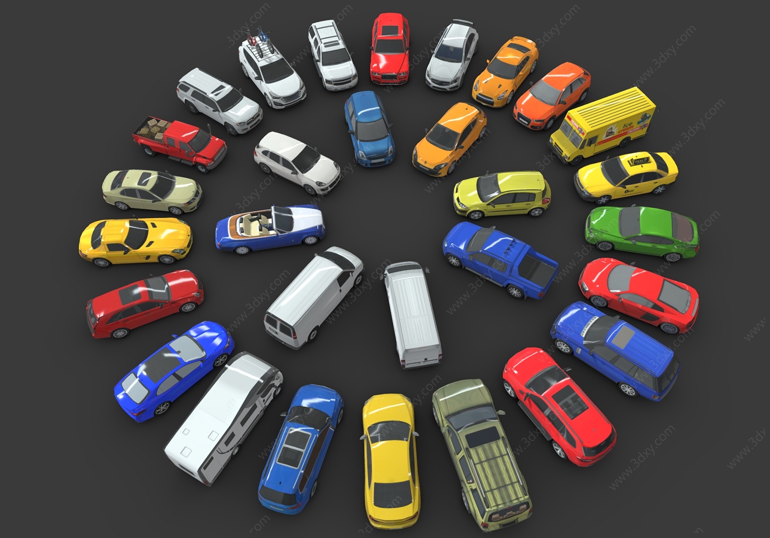 汽车面包车家用轿车组合3D模型