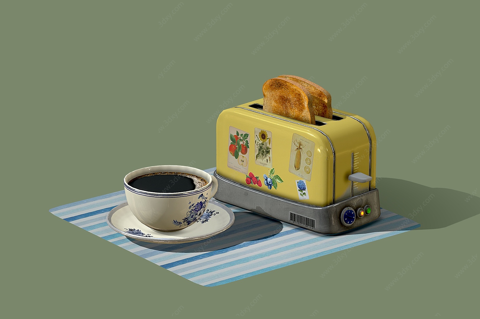 早餐面包机咖啡杯3D模型