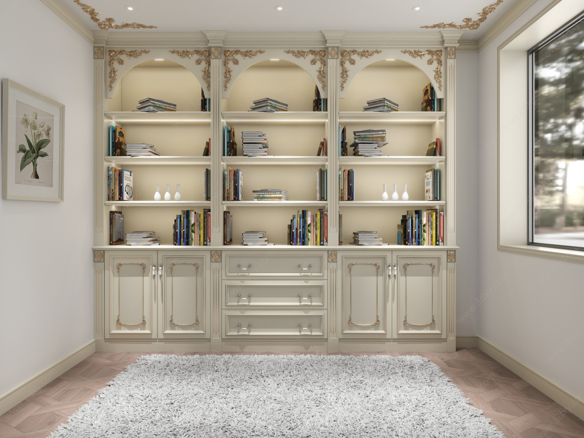 欧式古典书柜3D模型