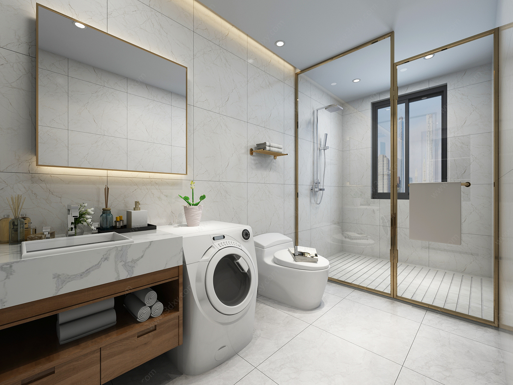 简约卫生间镜子浴室柜3D模型