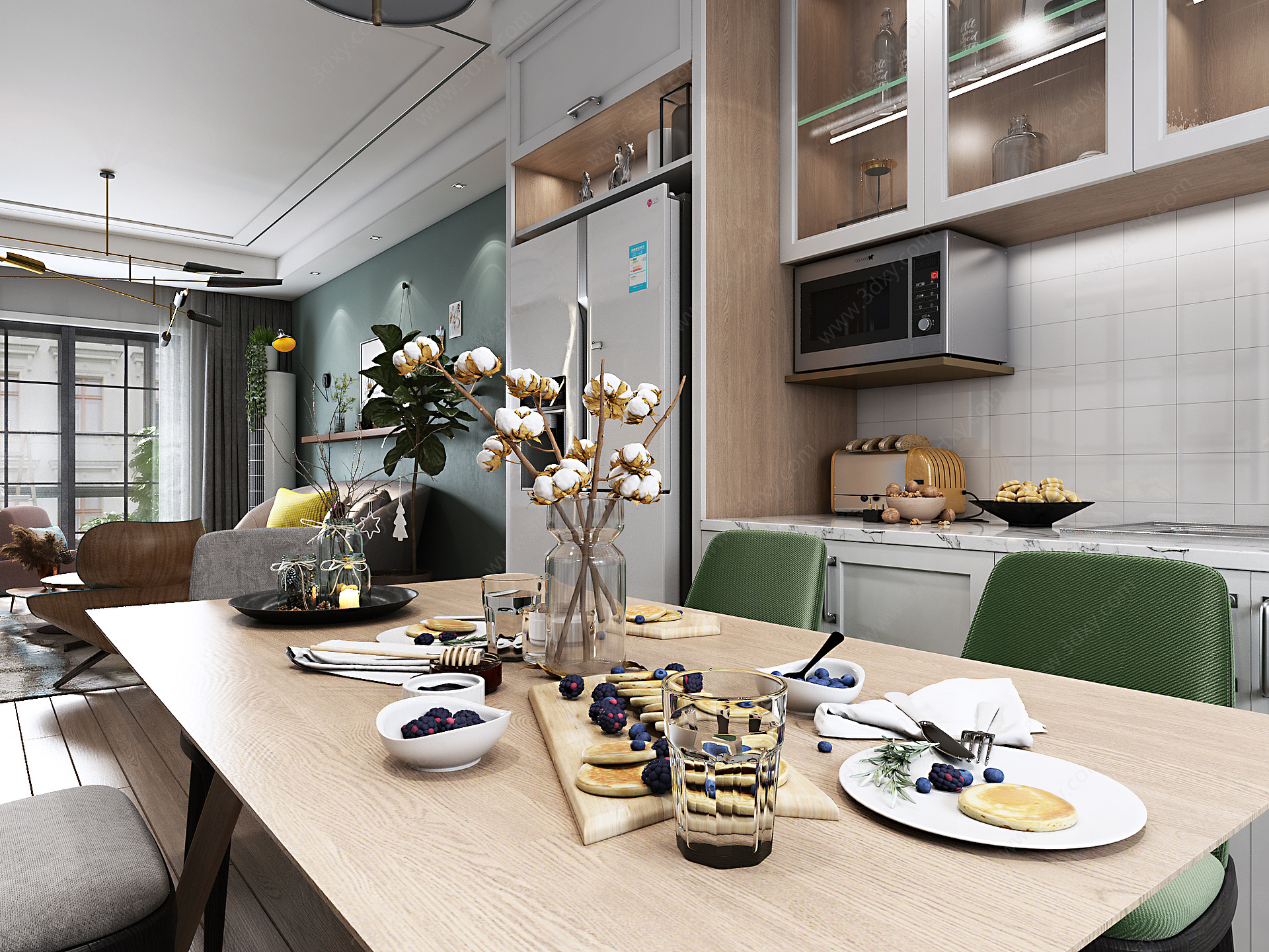 北欧客厅餐厅3D模型