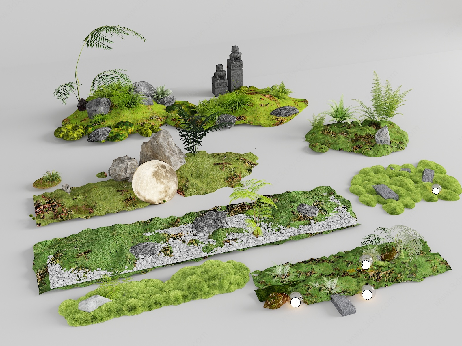 苔藓植物堆景观造景3D模型