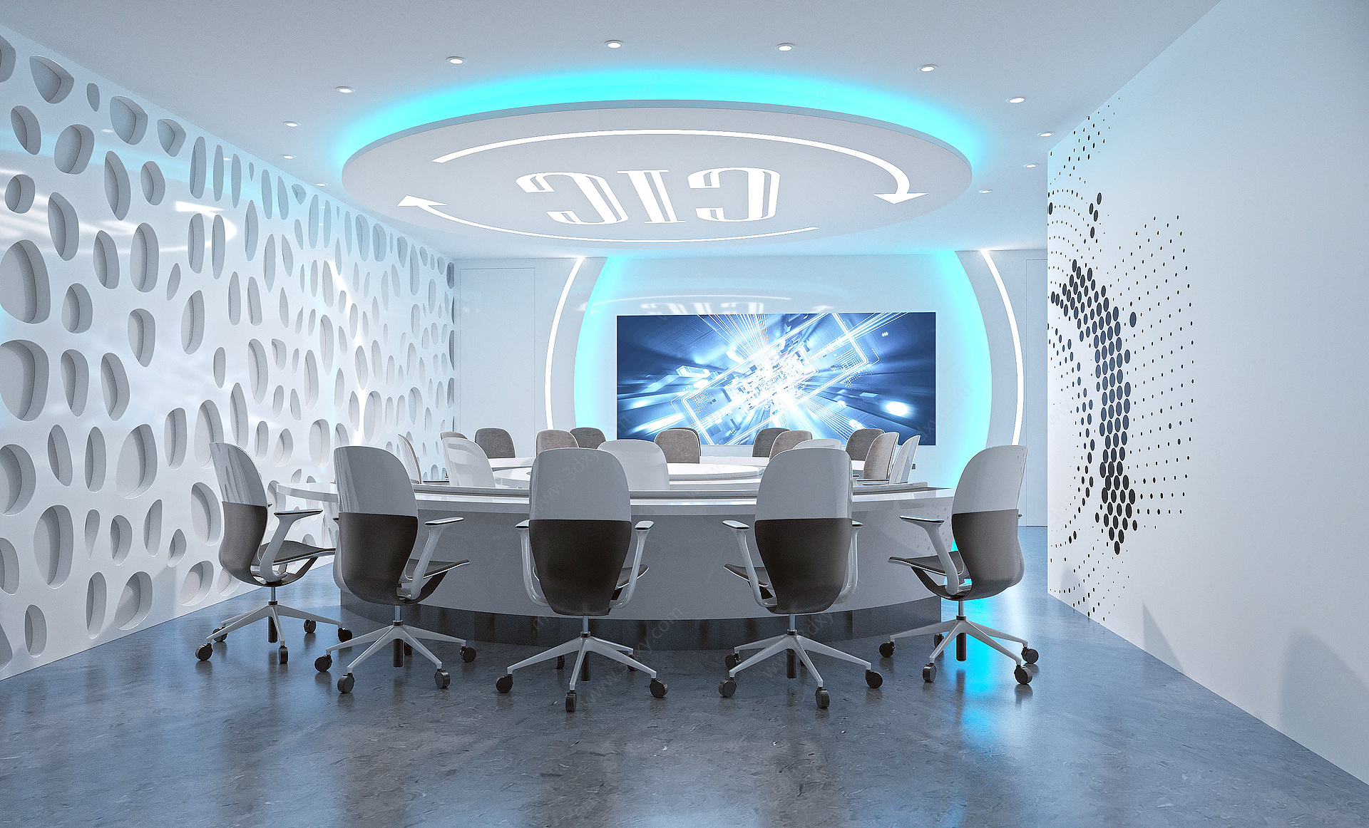 现代科技感会议室3D模型