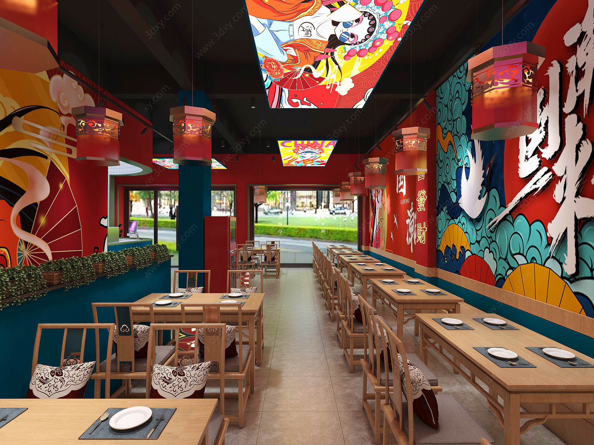 新中式国潮快餐厅3D模型