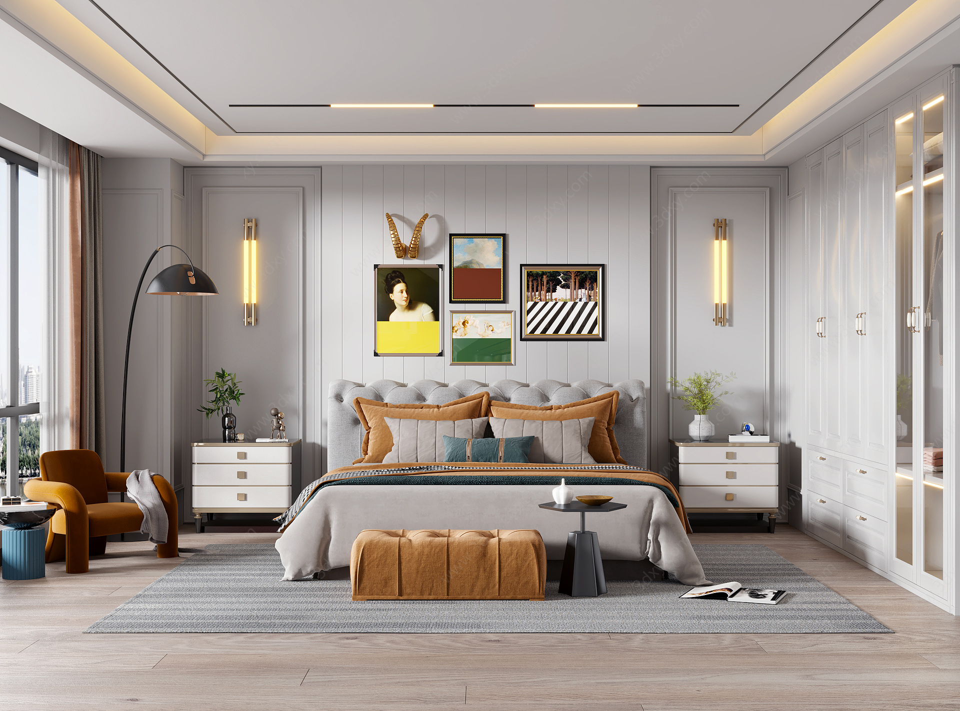 美式家居卧室3D模型
