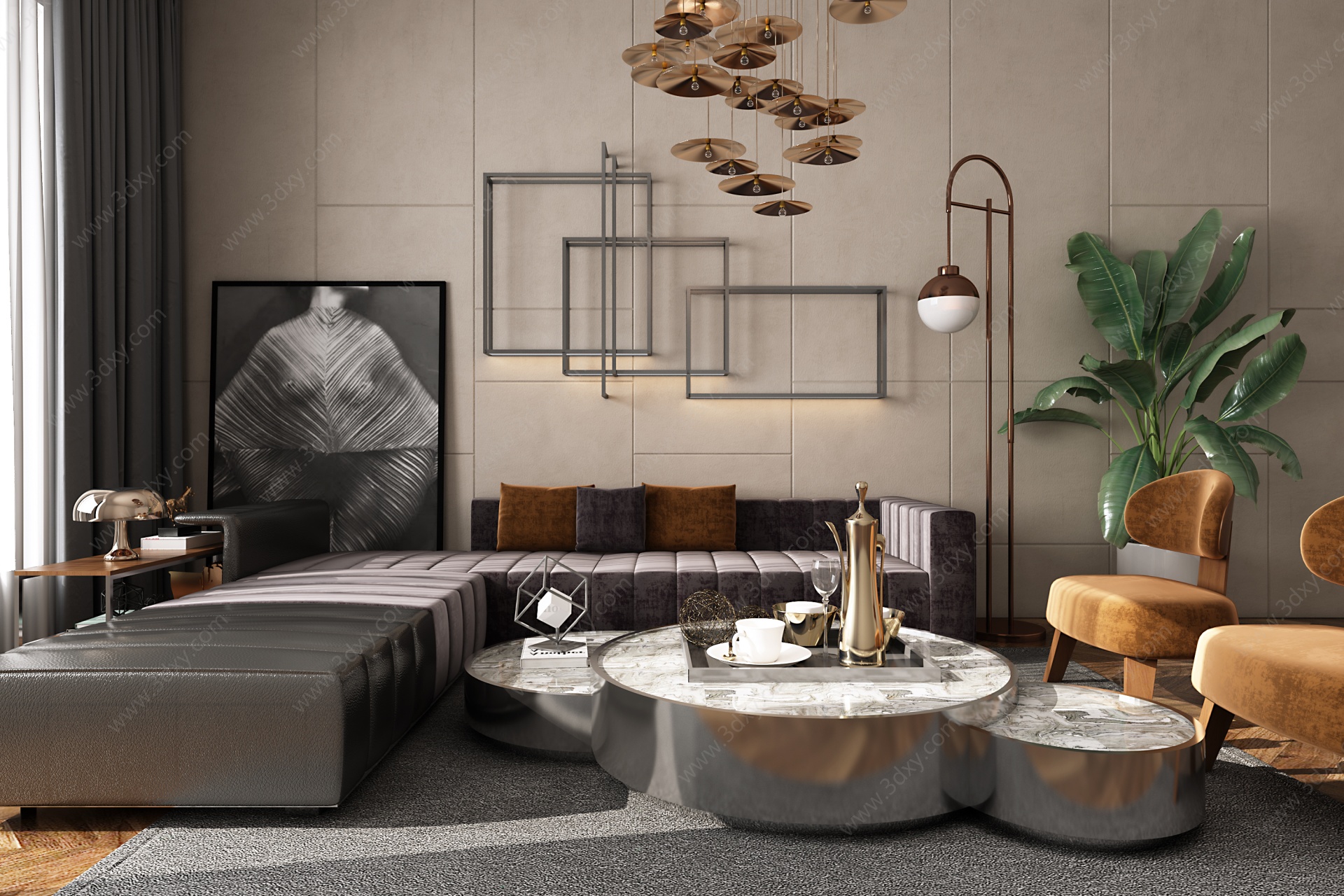 客厅沙发沙发组合3D模型