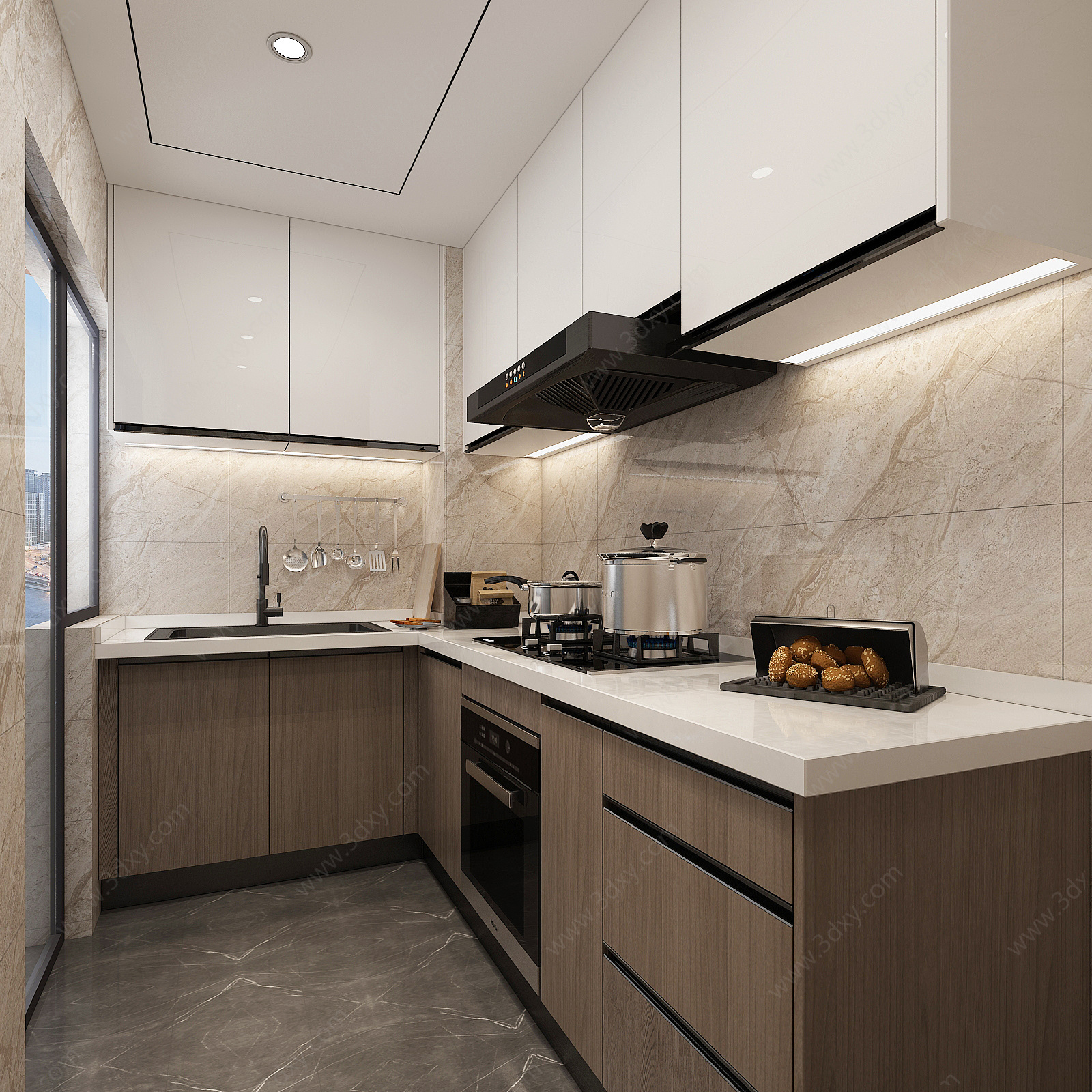 现代厨房橱柜厨具3D模型