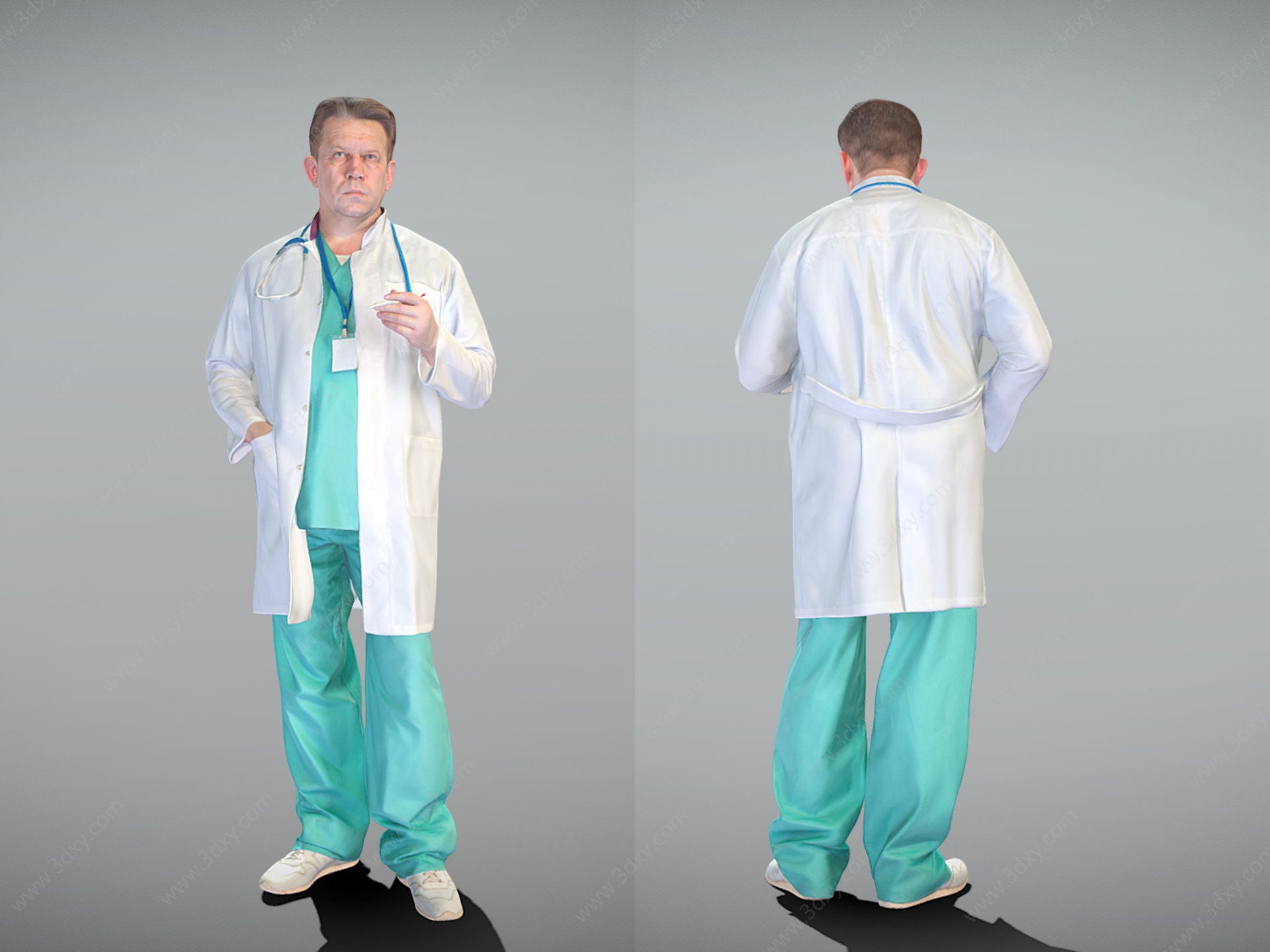 男医生家庭医生医护人员3D模型