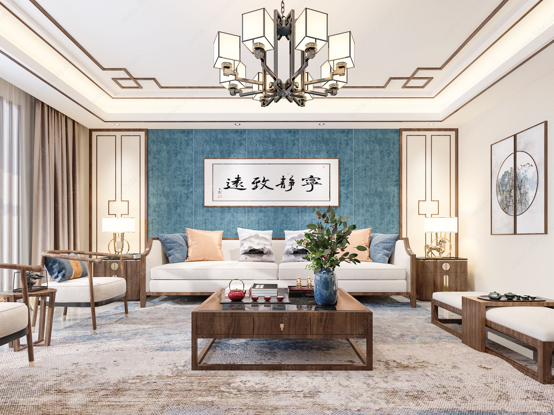 新中式风格客厅3D模型