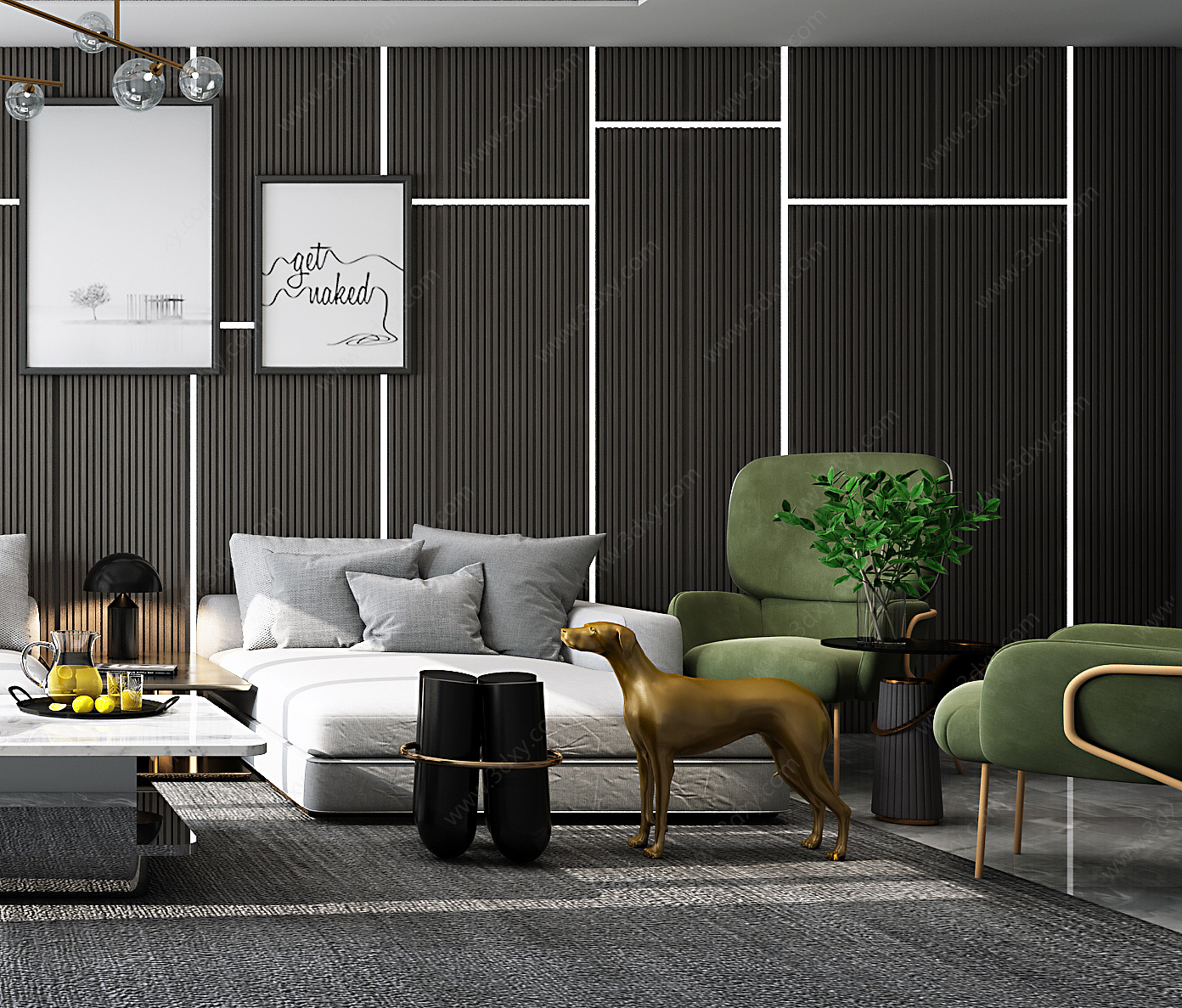 客厅沙发组合轻奢客厅3D模型