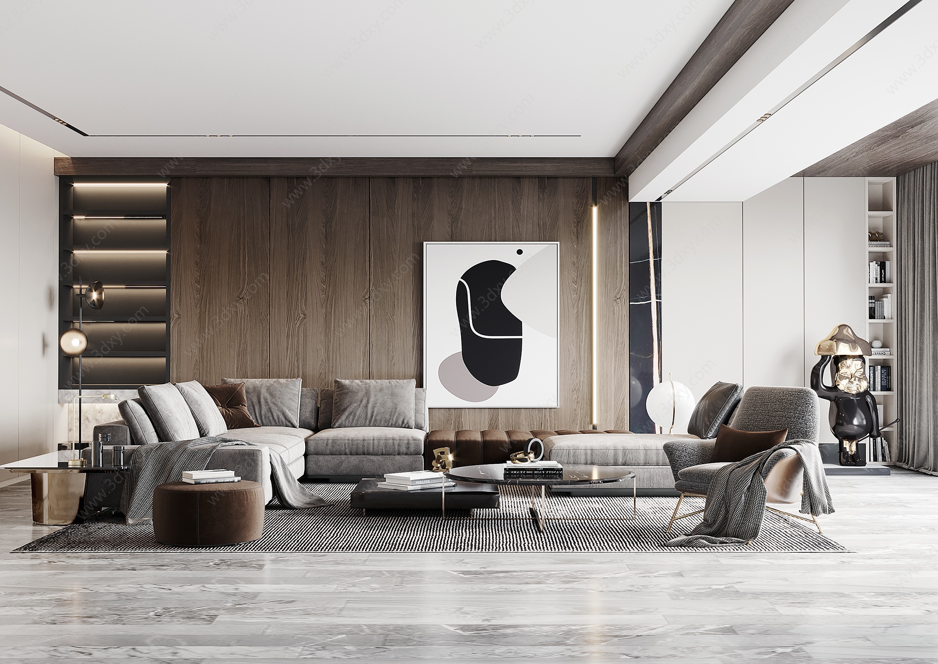 客厅现代沙发单椅3D模型