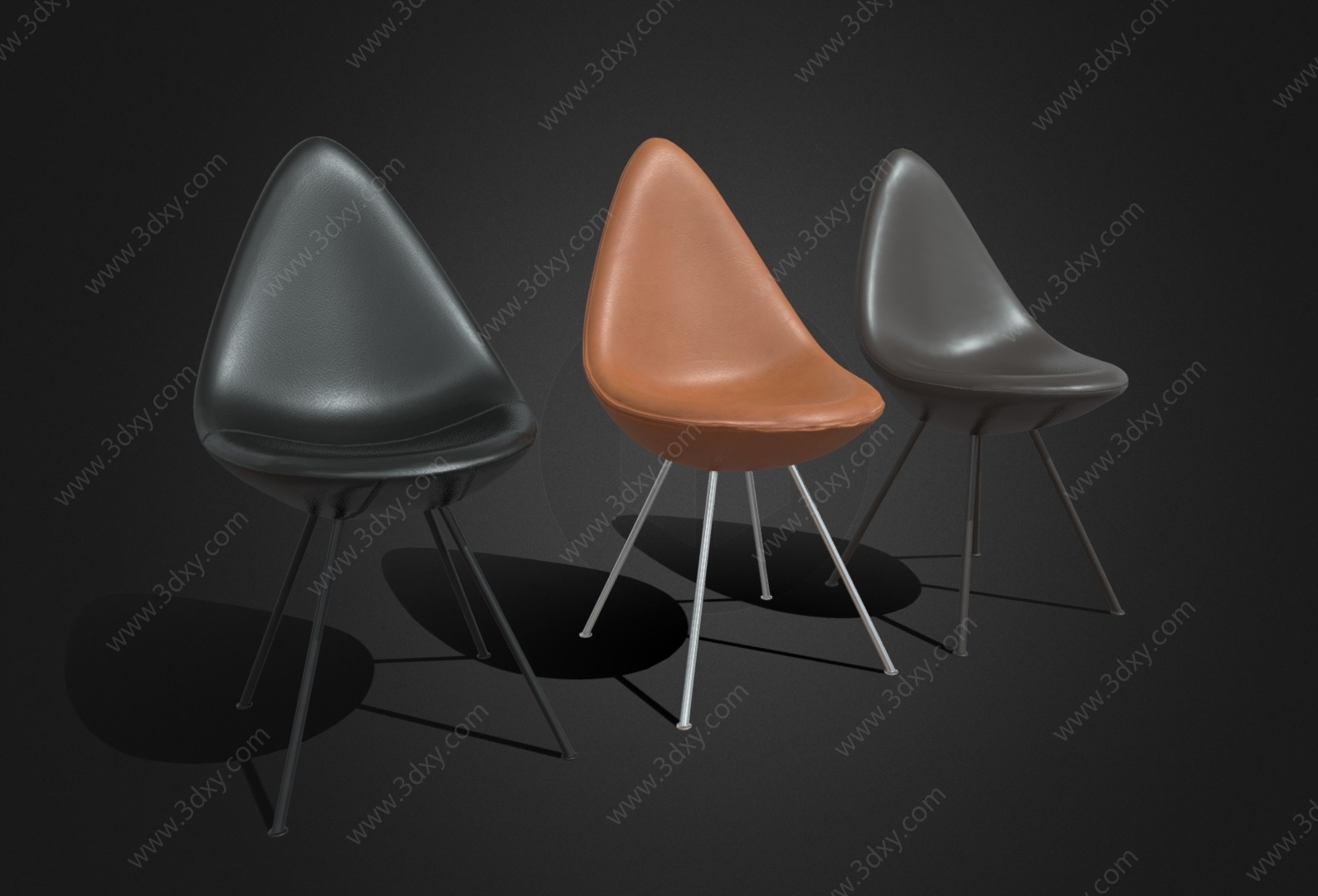 北欧单人椅休闲椅皮椅组合3D模型