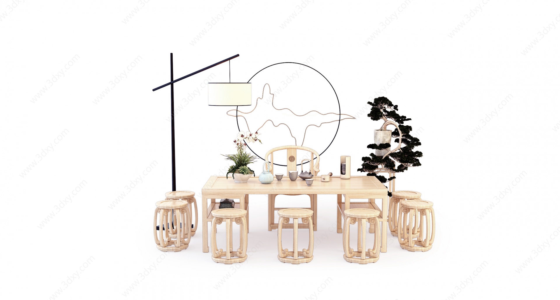 现代茶桌椅3D模型