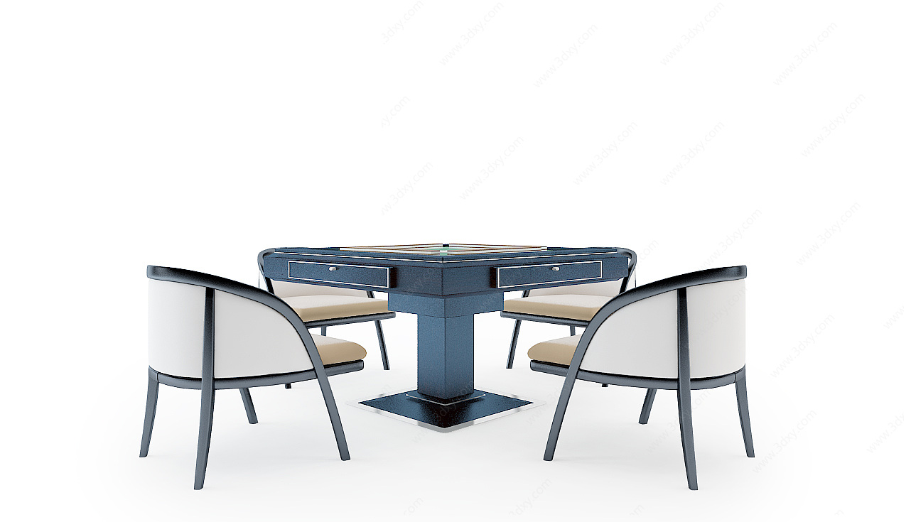 现代麻将桌椅3D模型