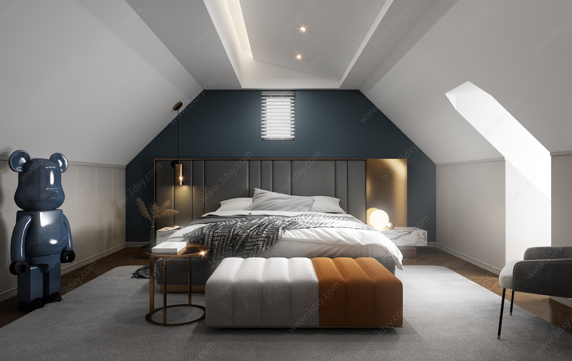 现代阁楼卧室3D模型