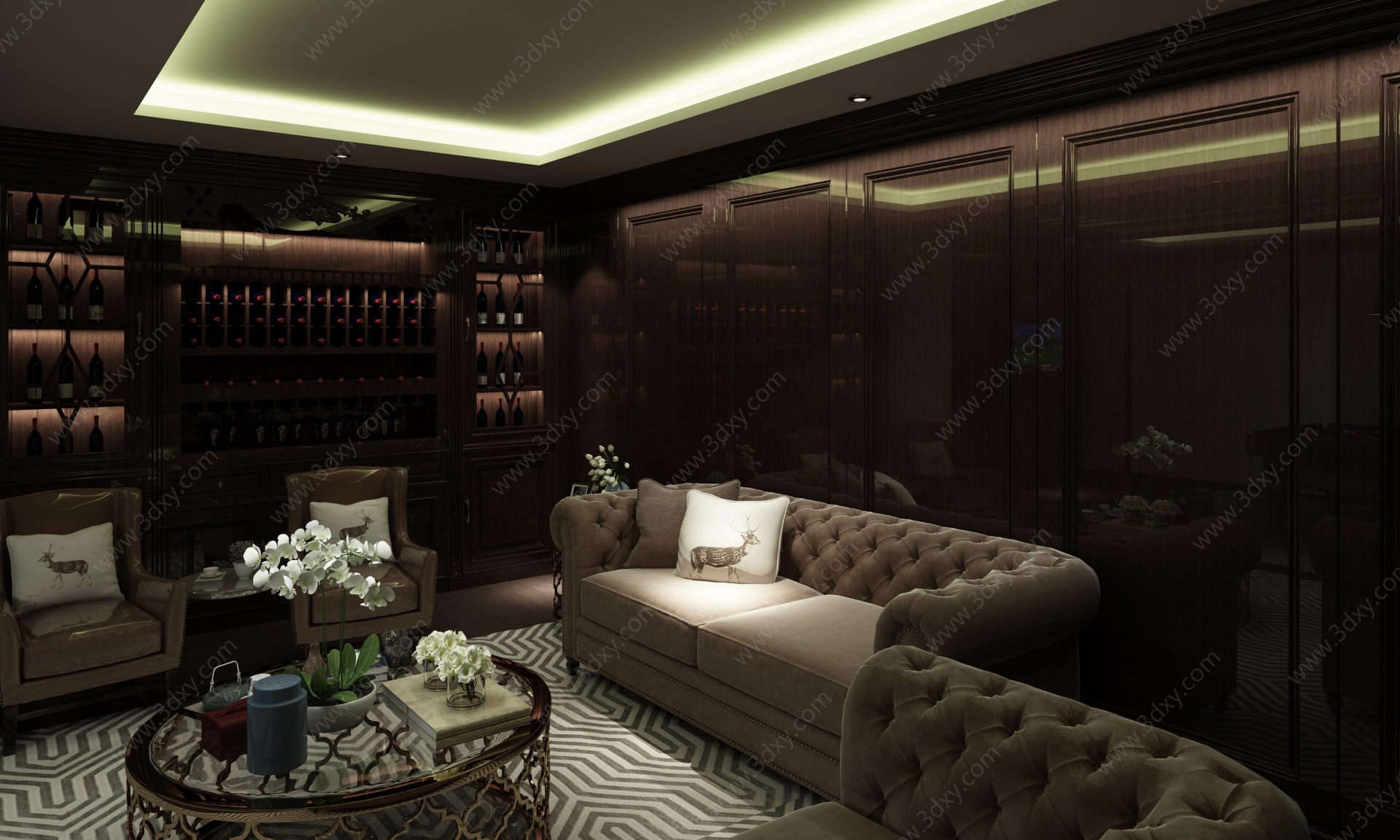 欧式古典品酒室酒窖3D模型