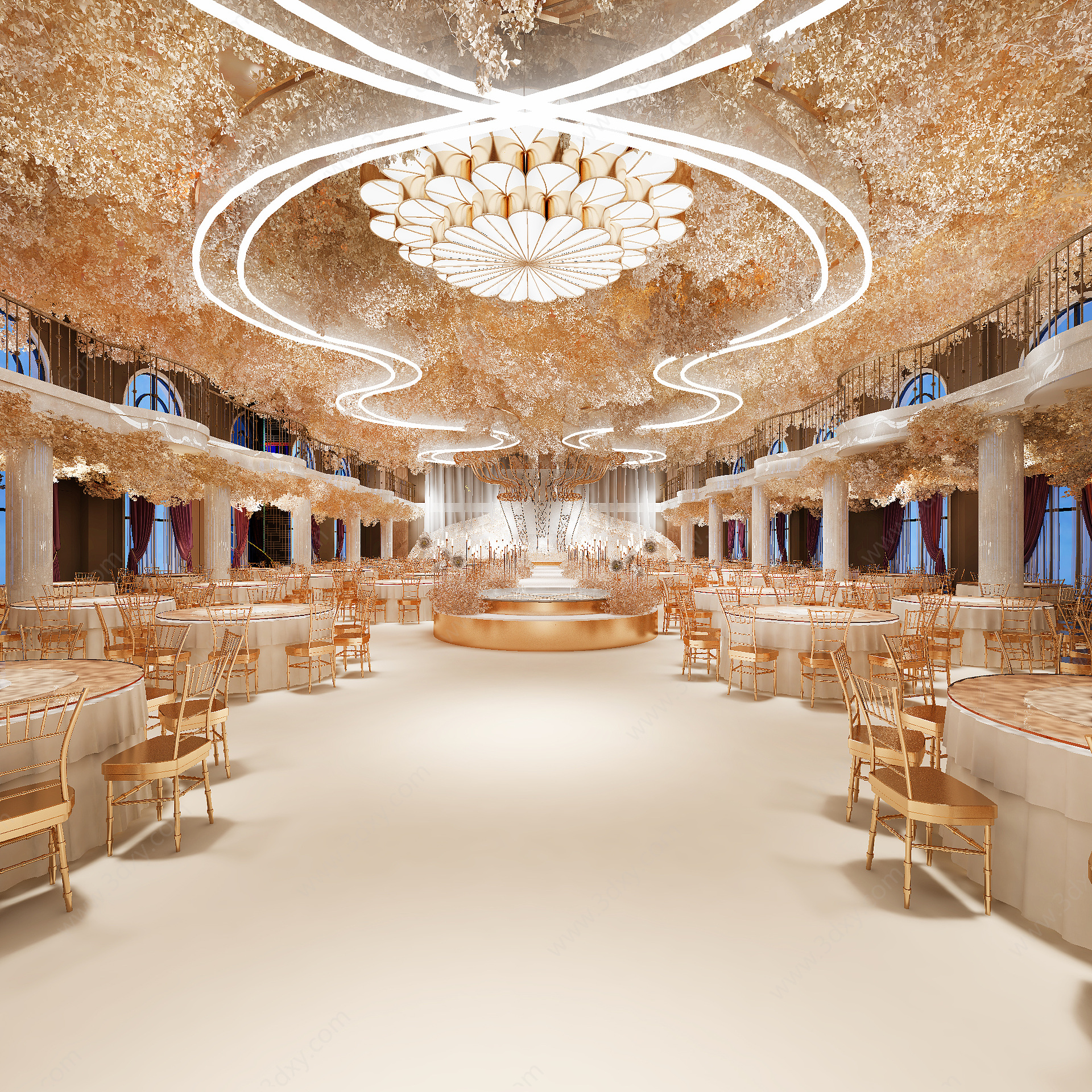 现代酒店宴会厅3D模型