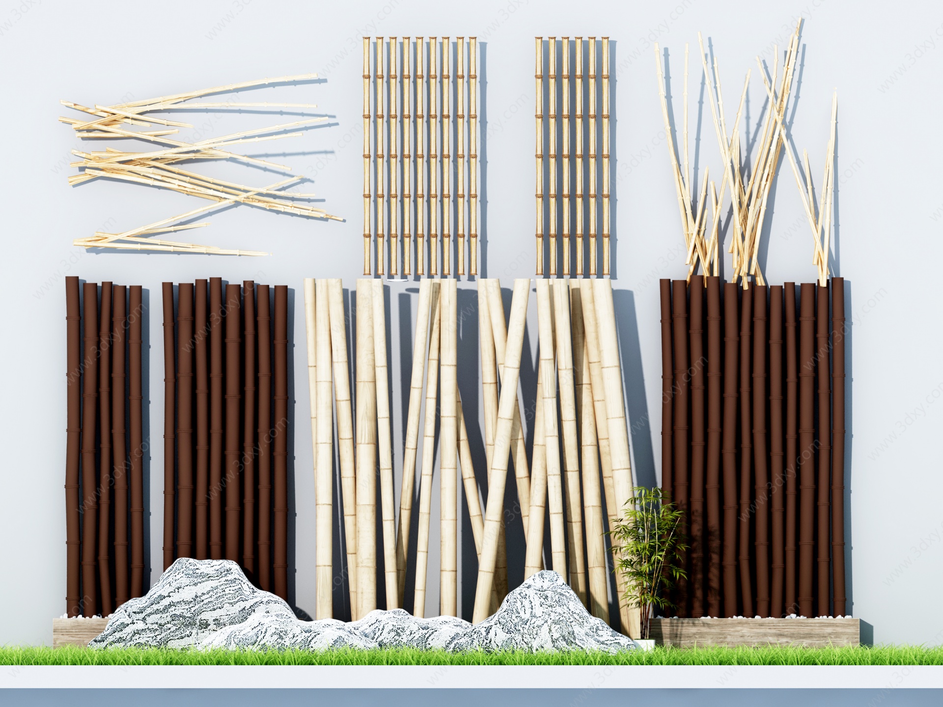 新中式竹子围栏3D模型