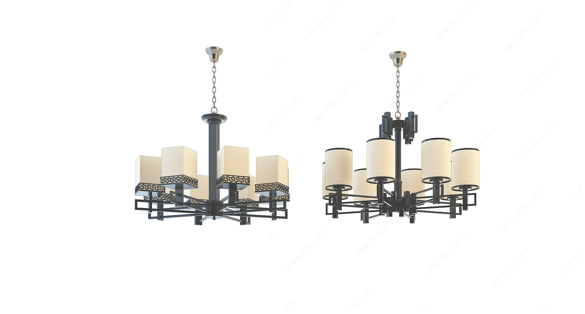 现代吊灯组合3D模型