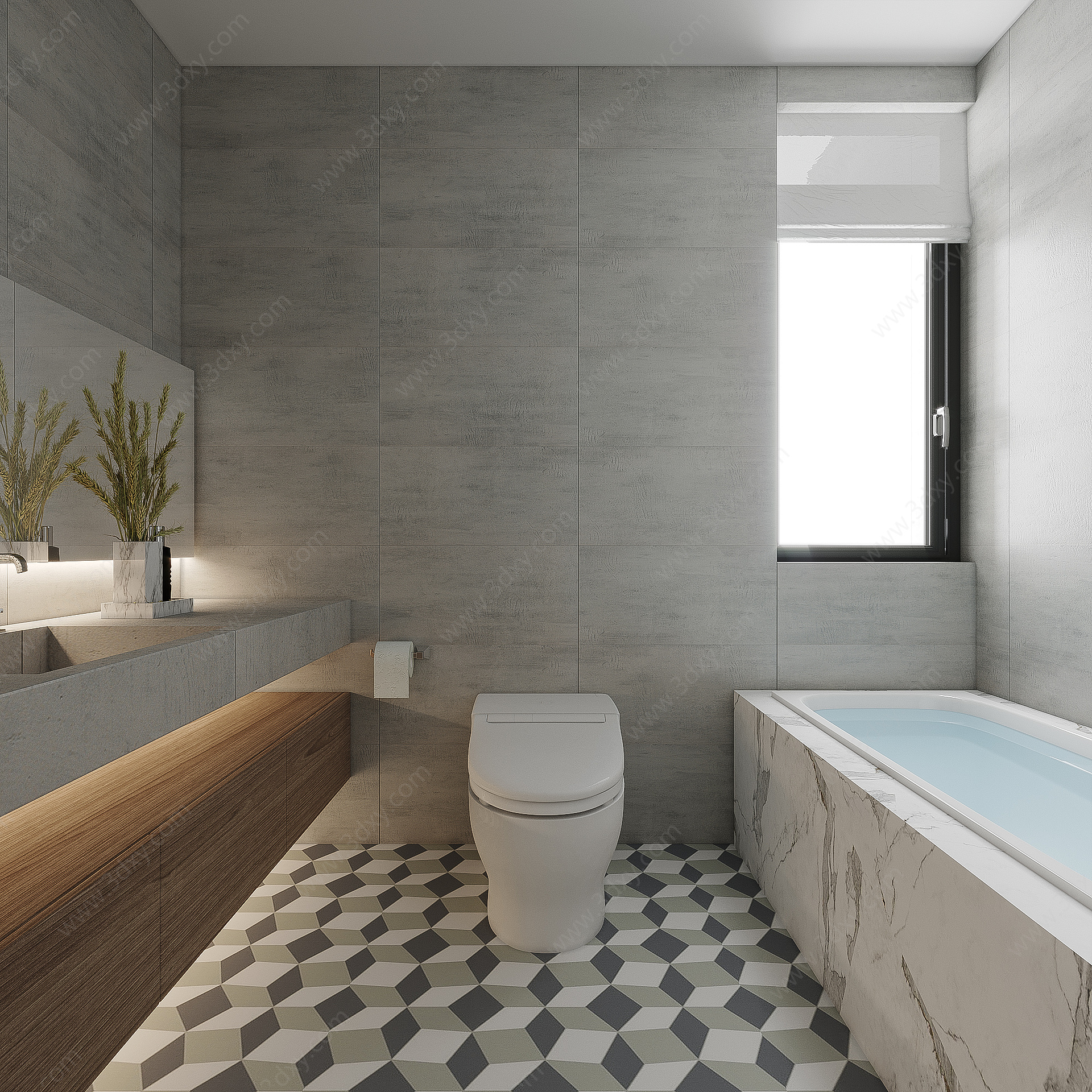 现代卫生间浴缸3D模型