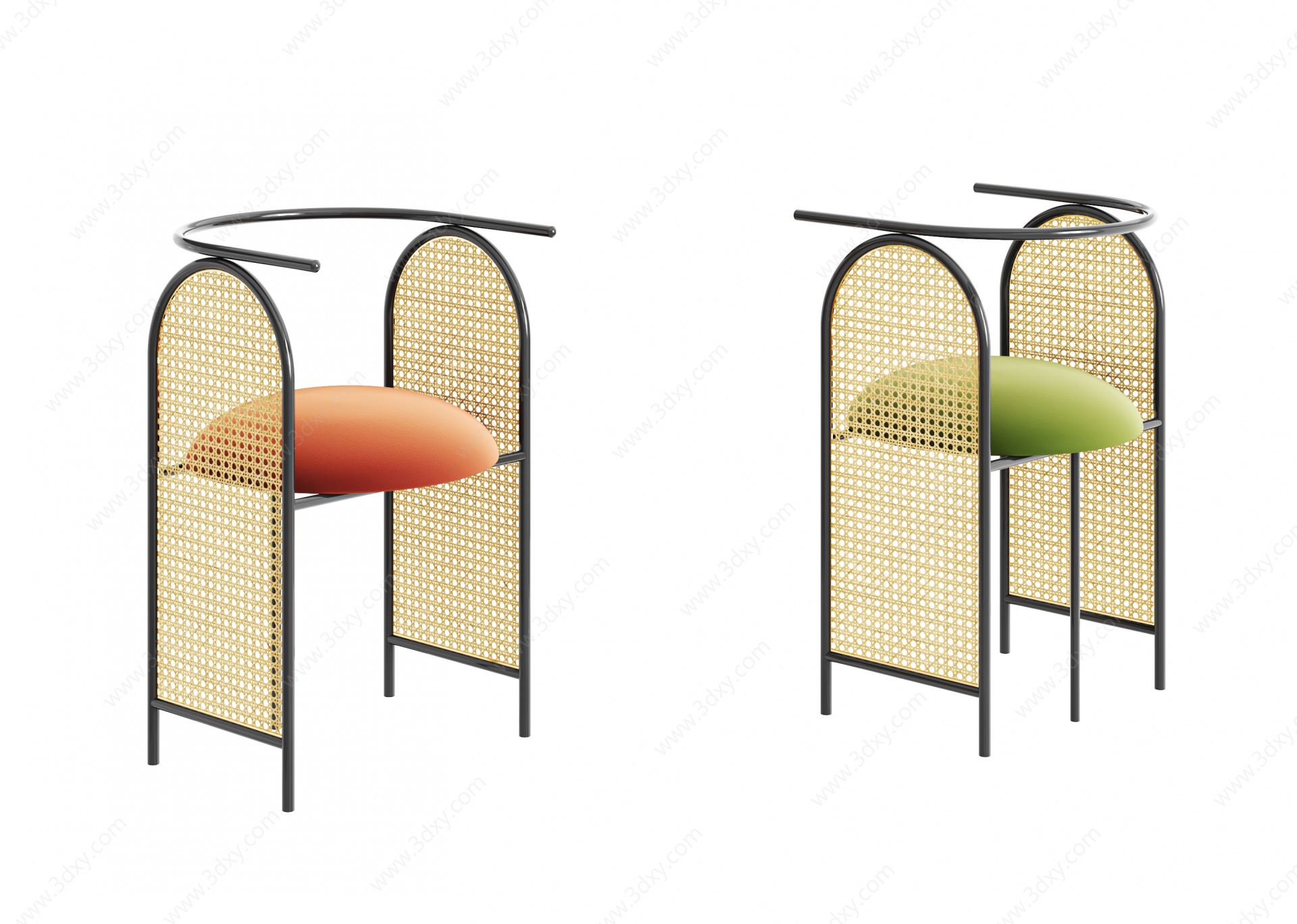 侘寂藤编餐椅3D模型