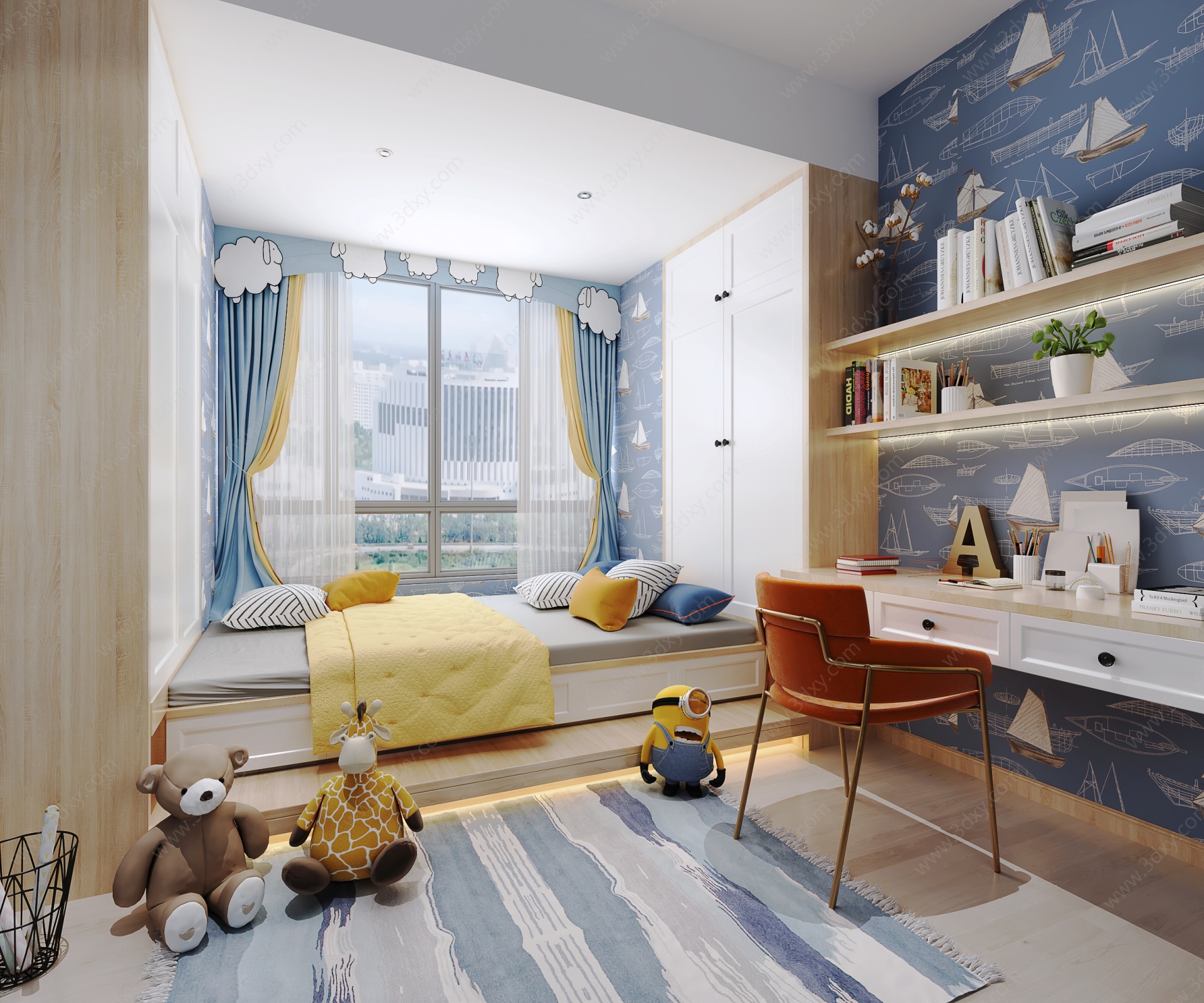 北欧儿童房榻榻米卧室3D模型