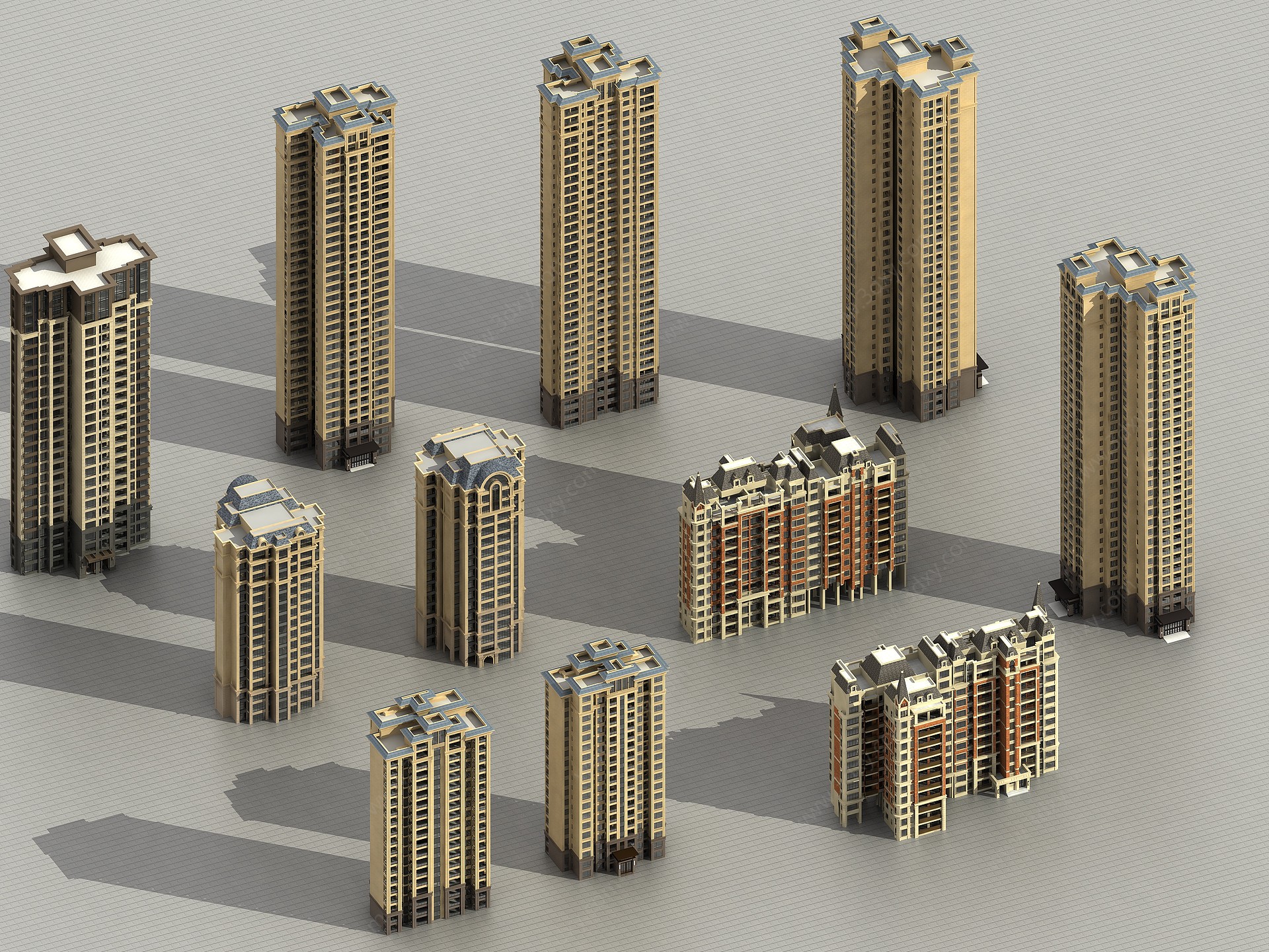简欧高层住宅3D模型