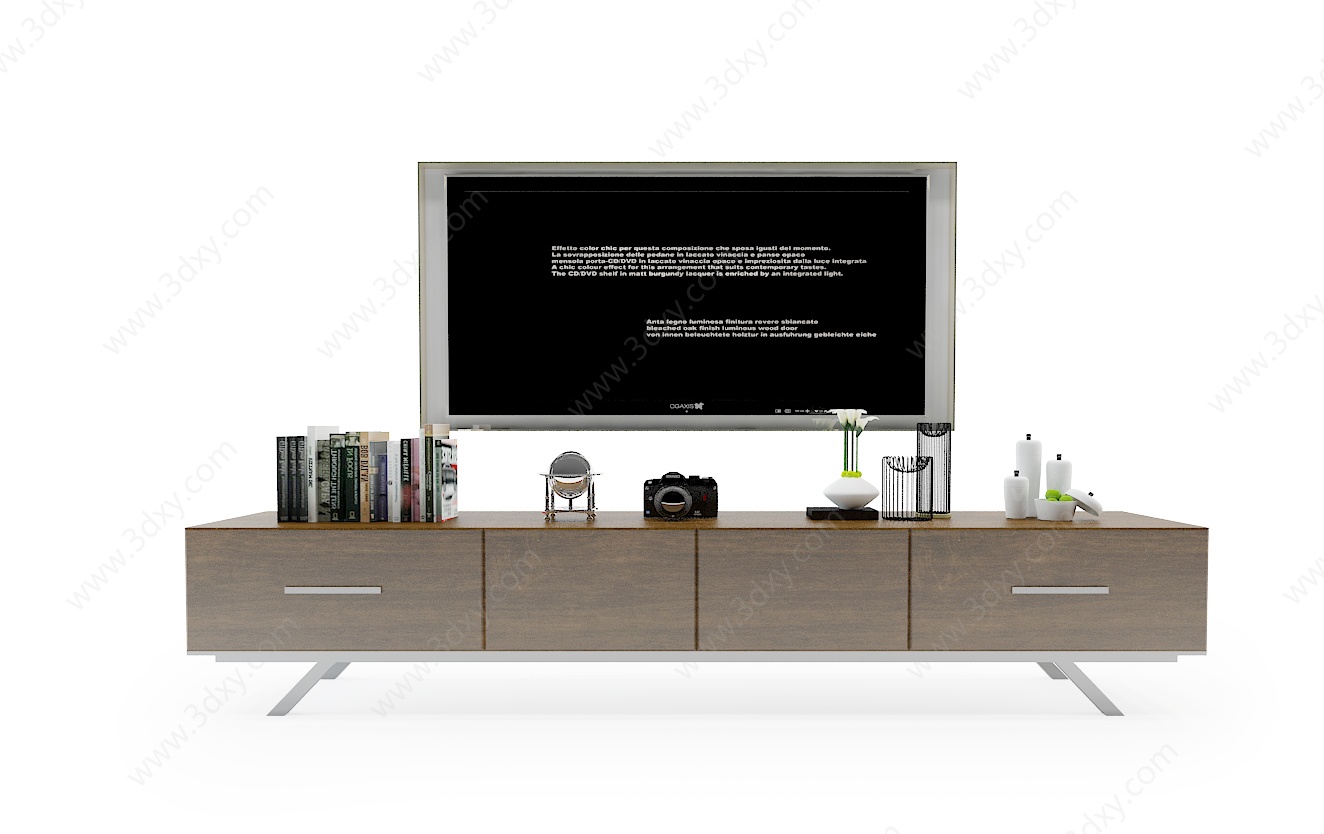 现代木质电视柜组合3D模型