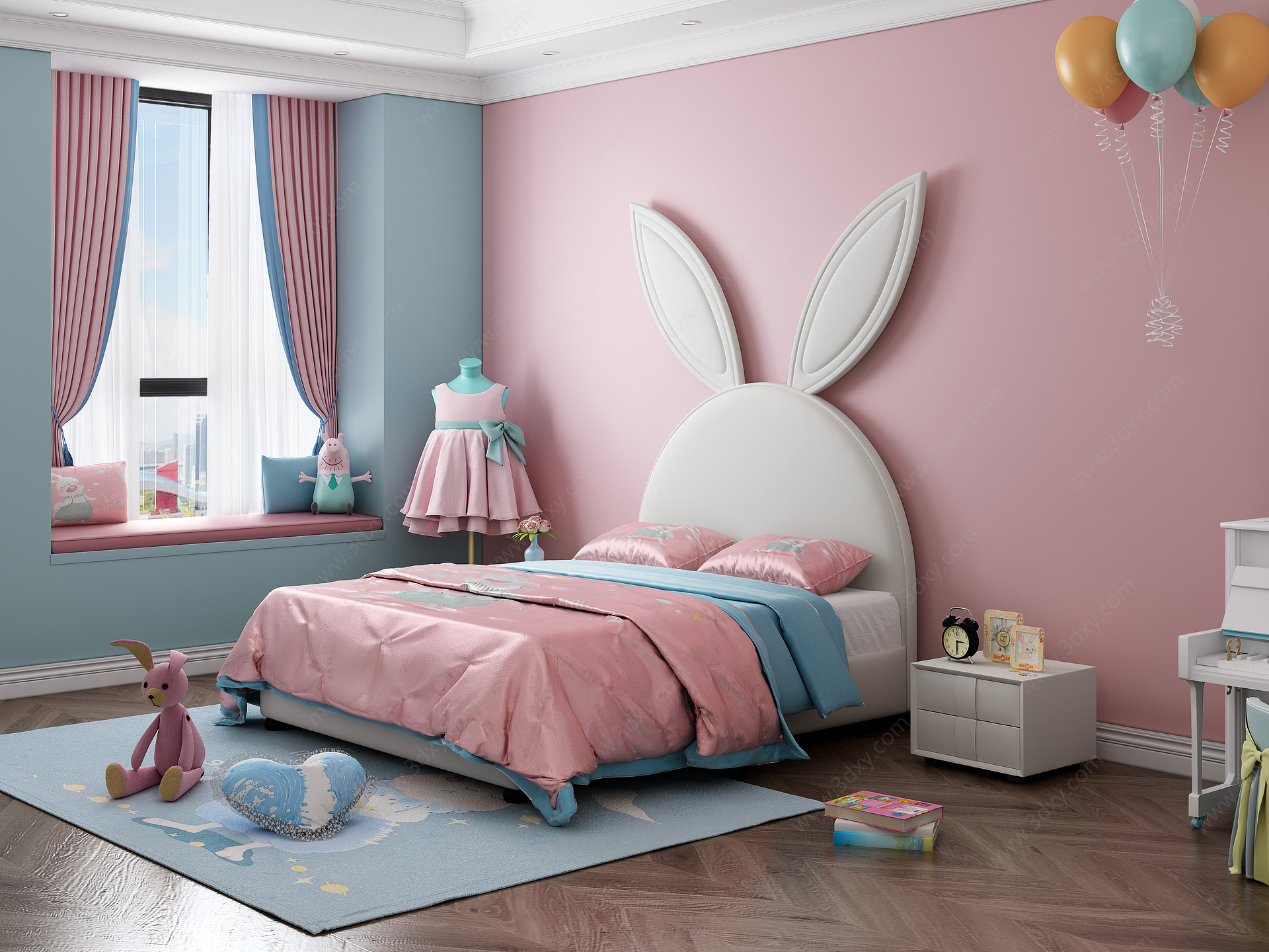 儿童兔子床3D模型