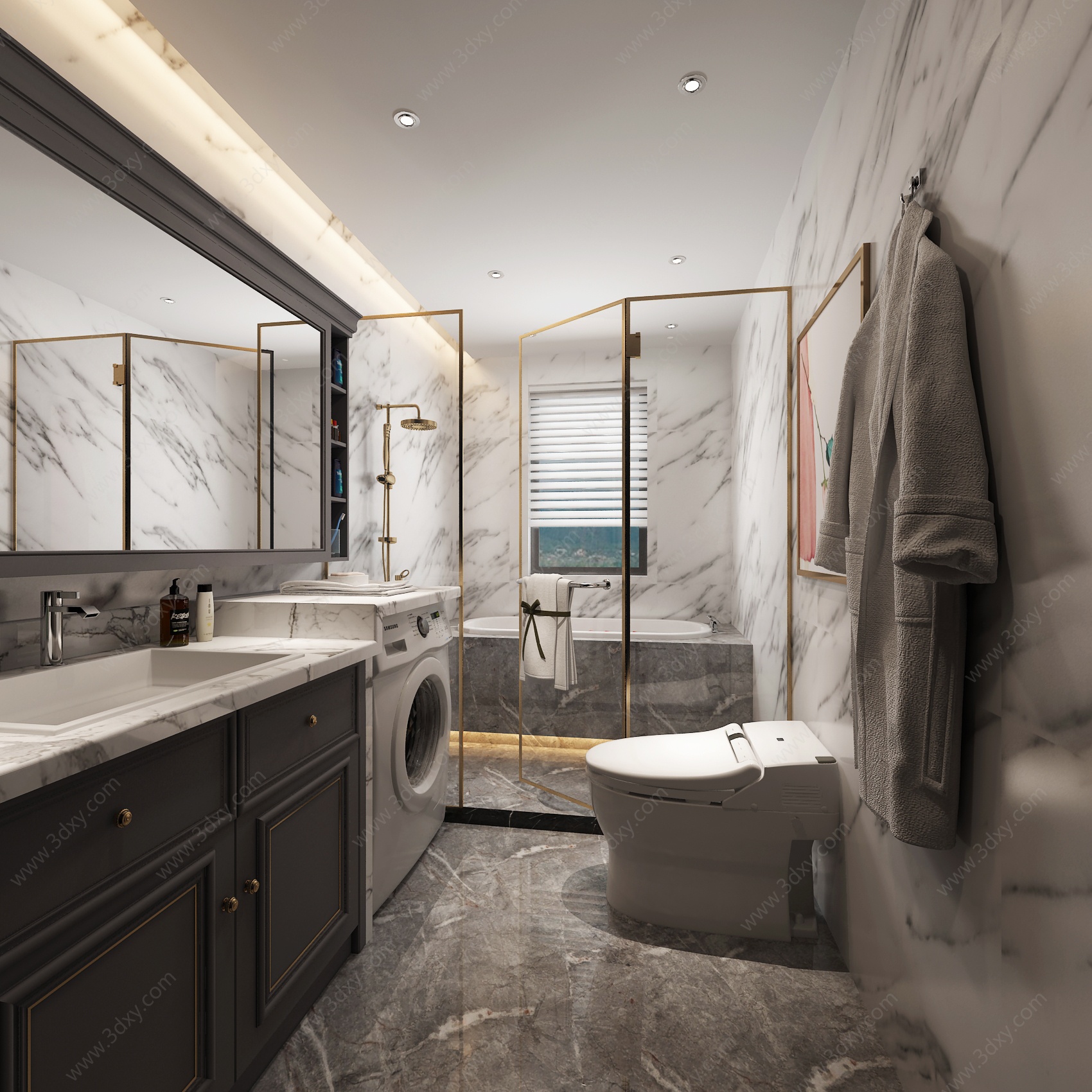美式卫生间镜子浴室柜3D模型