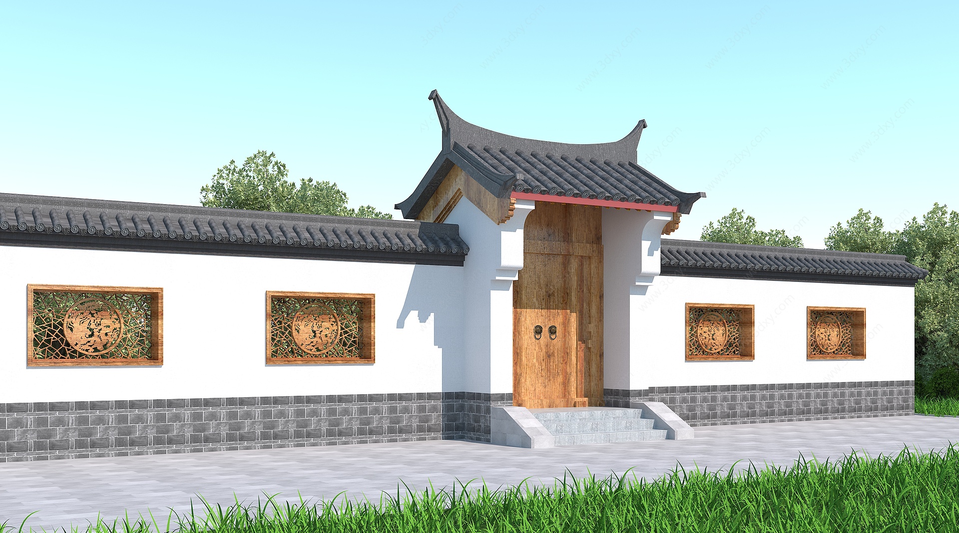 中式入口大门3D模型